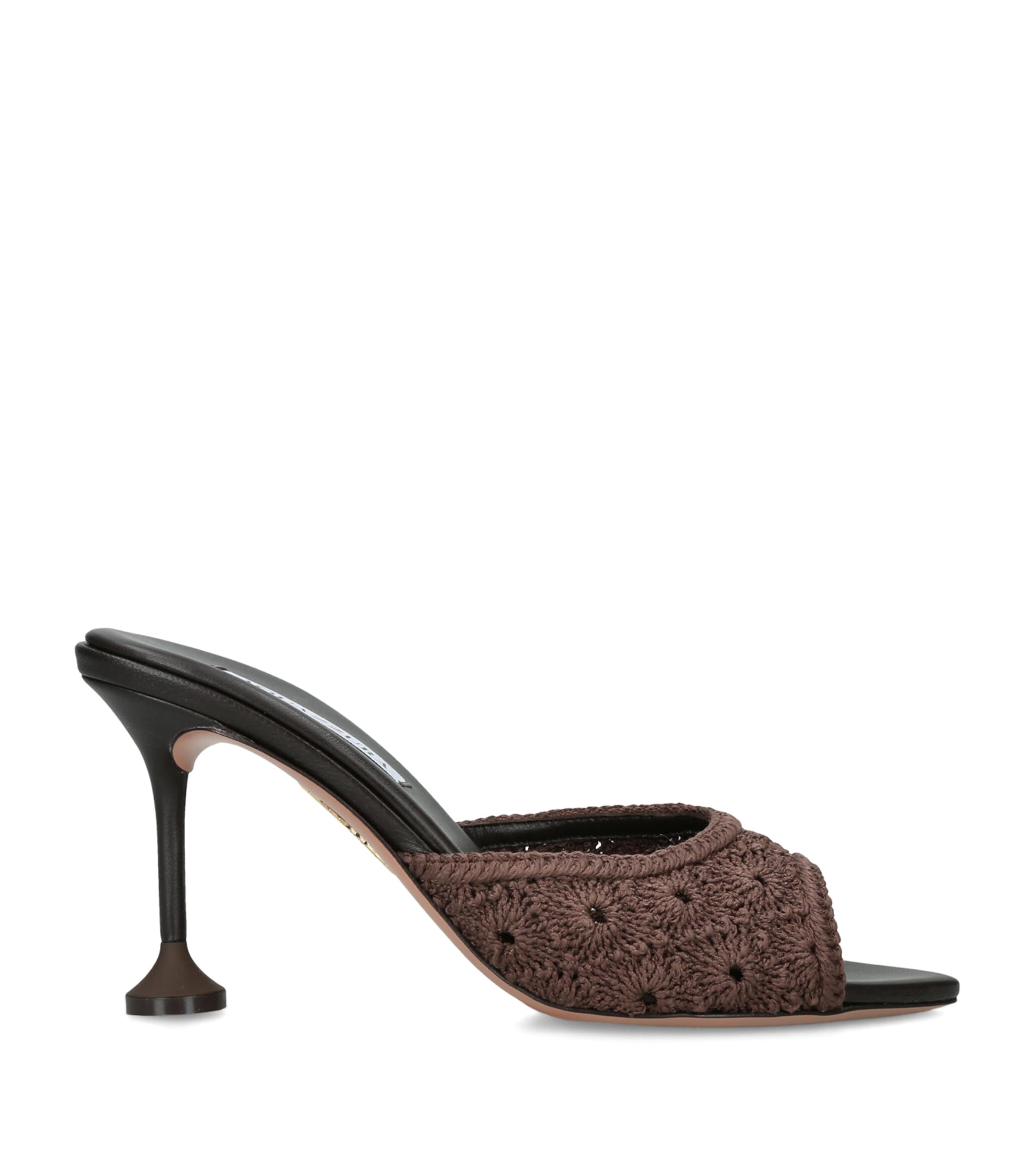 Aquazzura Woven Loom Mules 85 Dark Brown Image 1