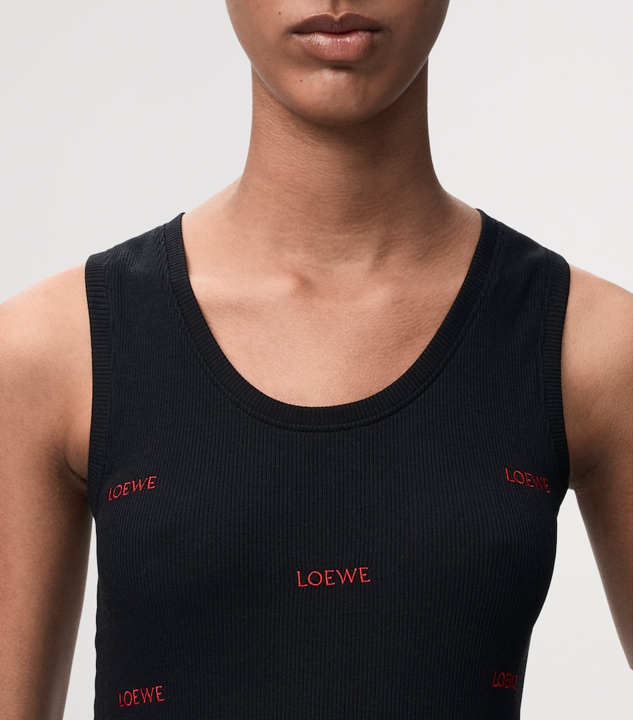 LOEWE Womens Embroidered Logo Tank Top Black Image 5