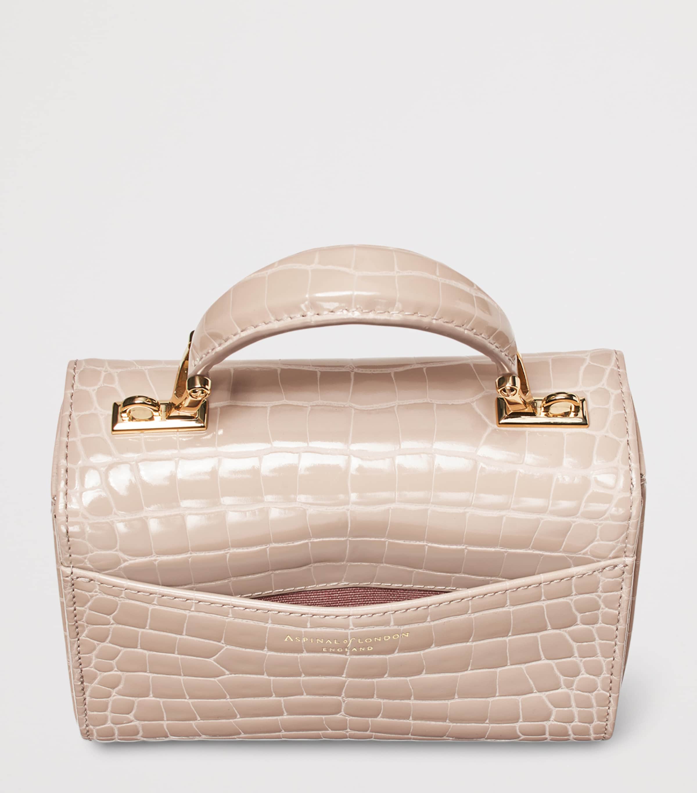 Aspinal Of London Mini Leather Mayfair Top-Handle Bag Taupe Image 4