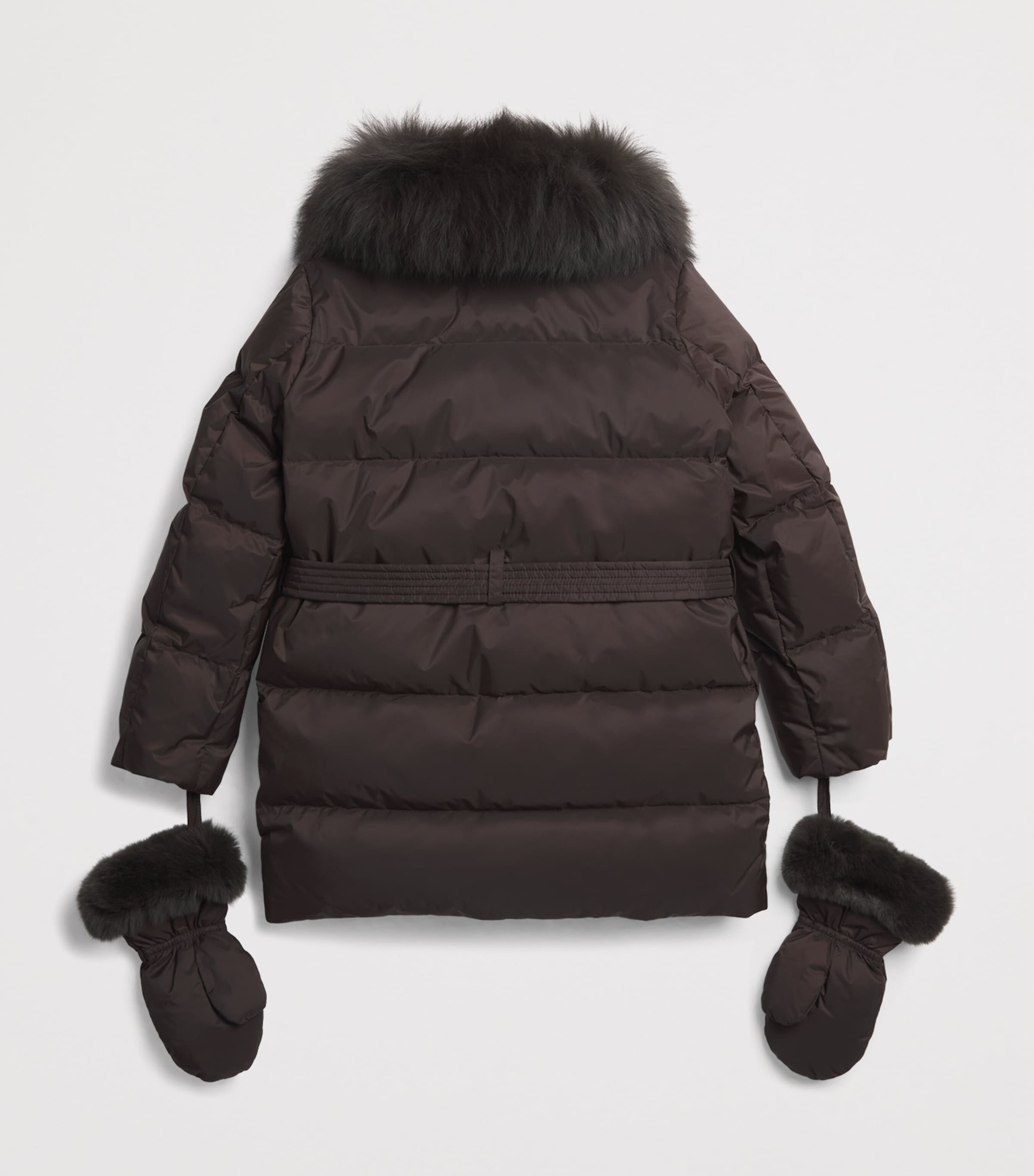 Yves Salomon Enfant Down Fur-Trim Puffer Jacket (6-14 Years) Brew Image 2