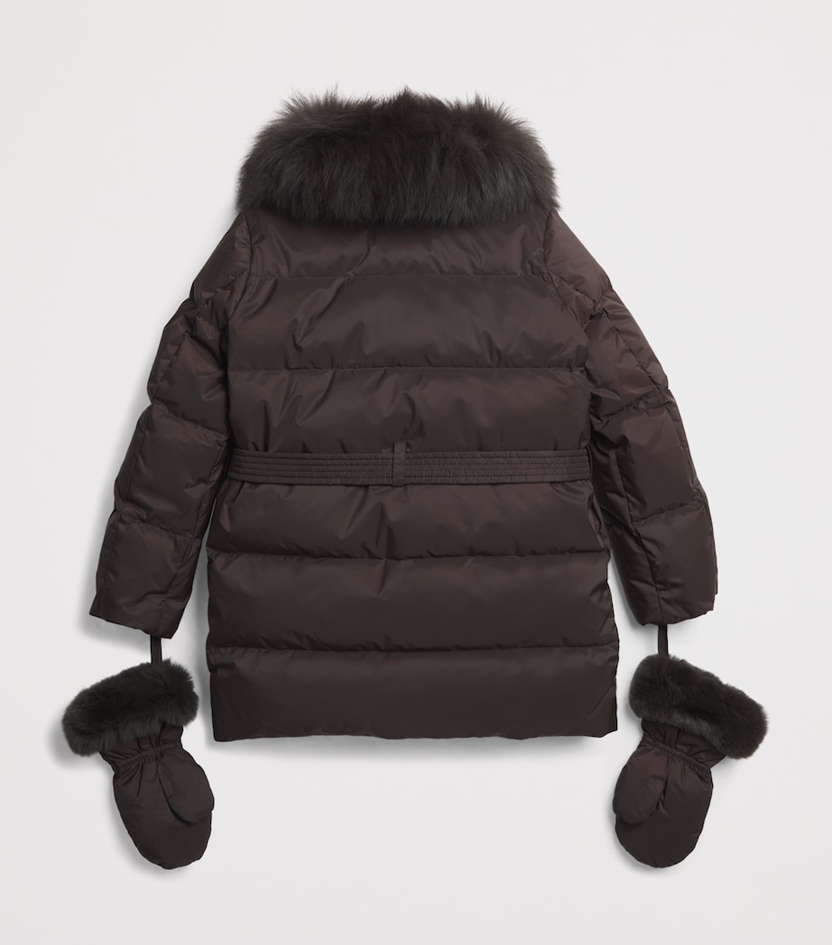 Yves Salomon Enfant Down Fur-Trim Puffer Jacket (6-14 Years) Brew Image 2