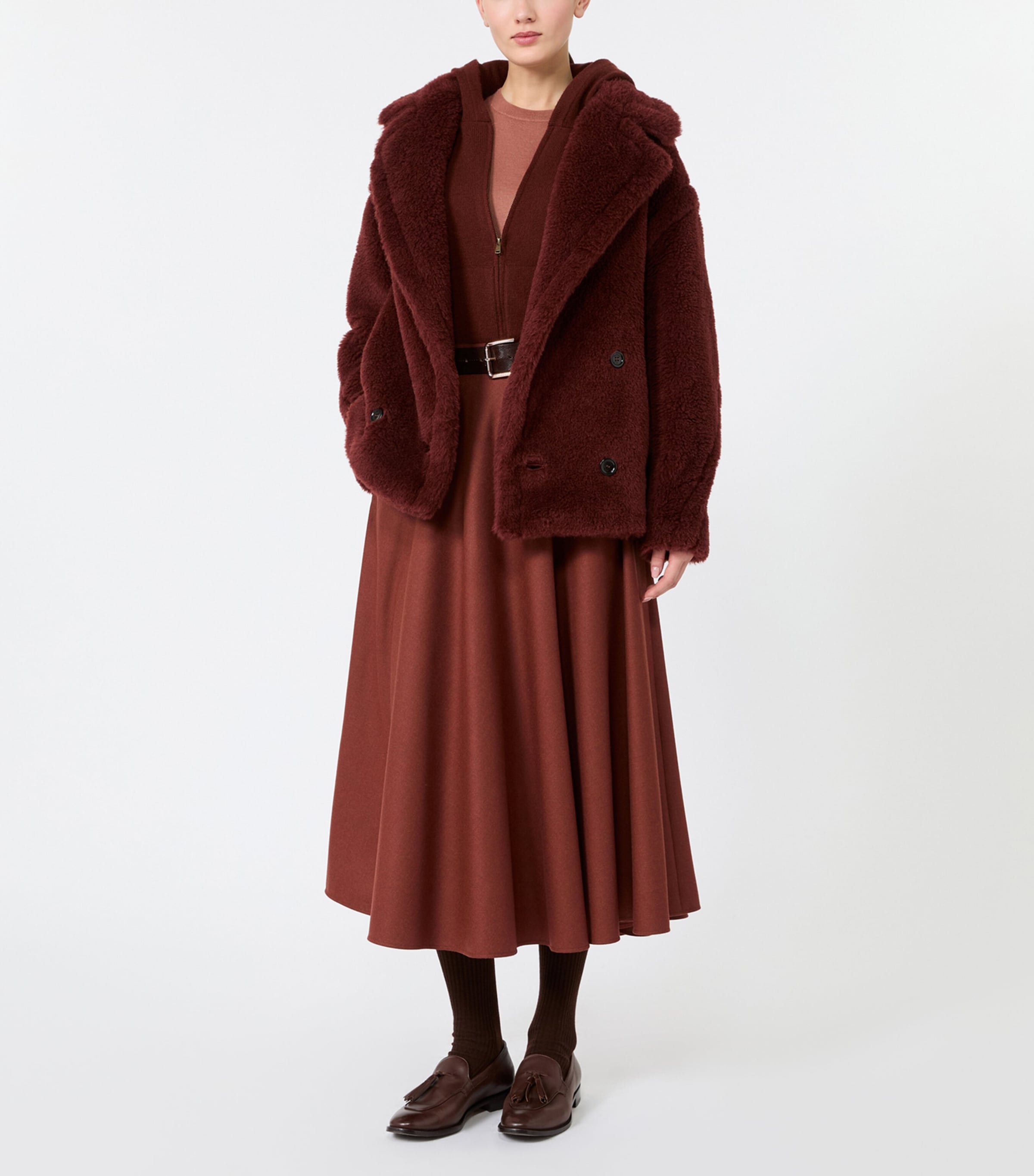 Max Mara Womens Alpaca-Blend Short Teddy Coat Rust Image 5