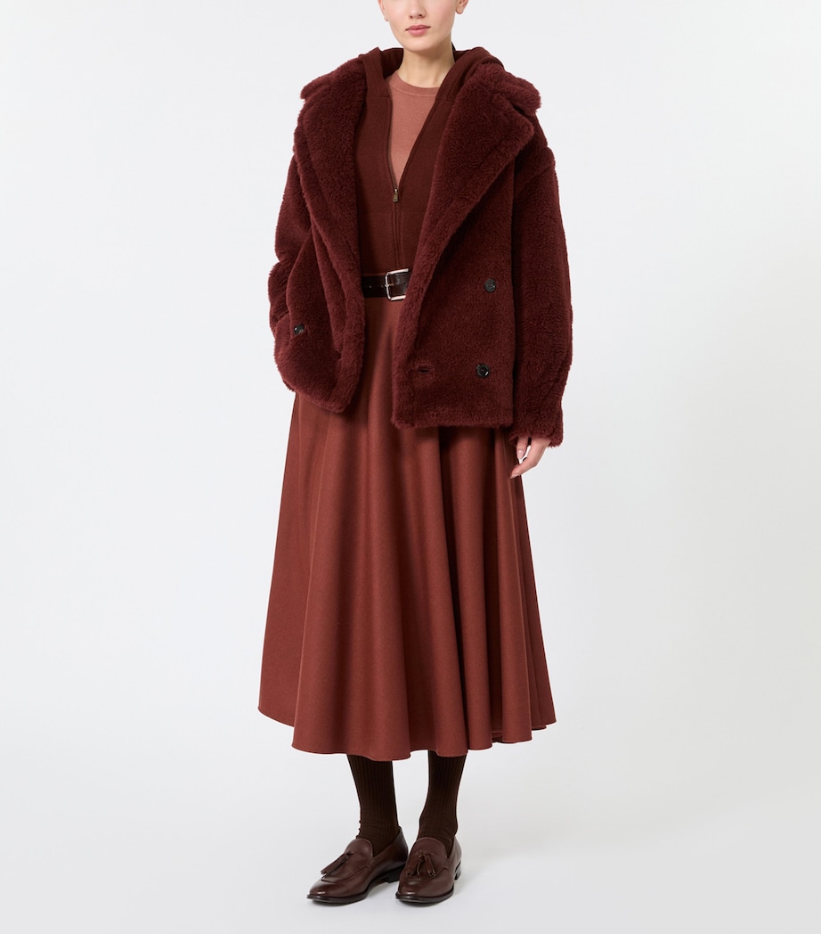 Max Mara Womens Alpaca-Blend Short Teddy Coat Rust Image 5