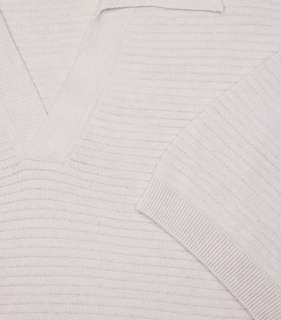 Cotton Open-Collar Polo Shirt PAA HEATHERED ECRU Image 2