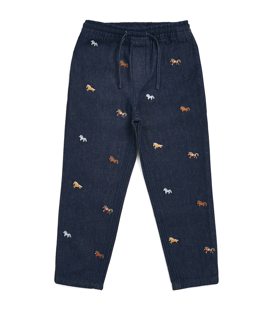 Stella McCartney Kids Embroidered Denim Trousers (5-14 Years) Blu/embro Image 1
