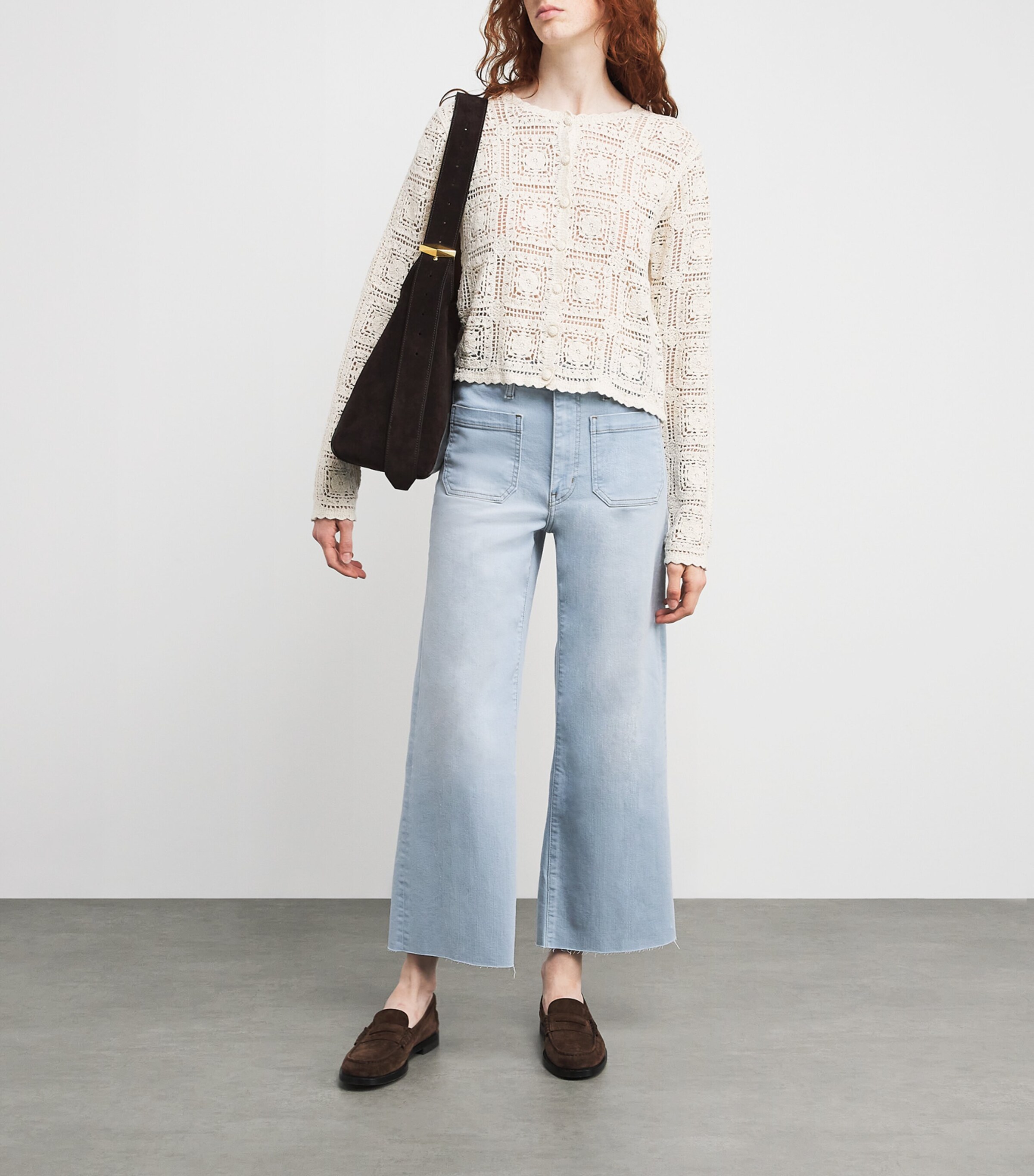 FRAME Womens The Anchor Wide-Leg Jeans Float Raw Fray Image 2