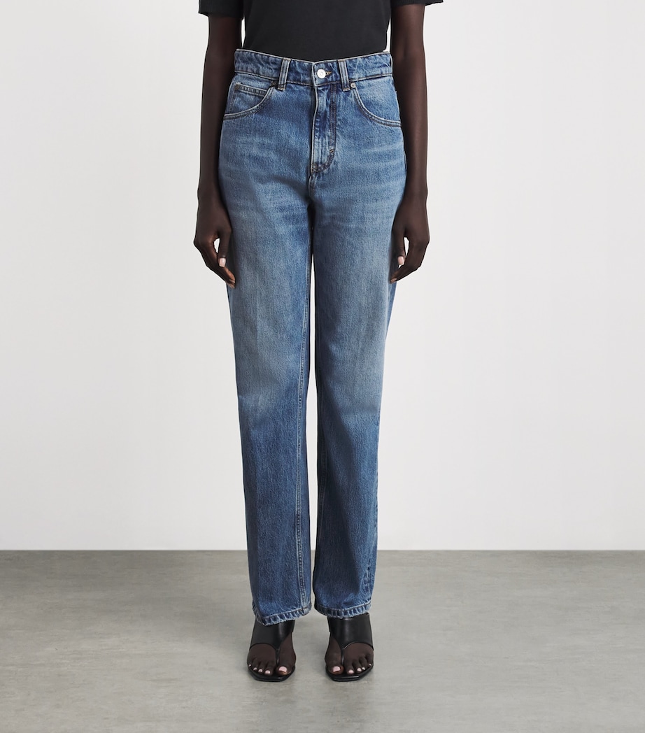 Victoria Beckham Womens Julia Straight Jeans Worn Blue Wash Image 4