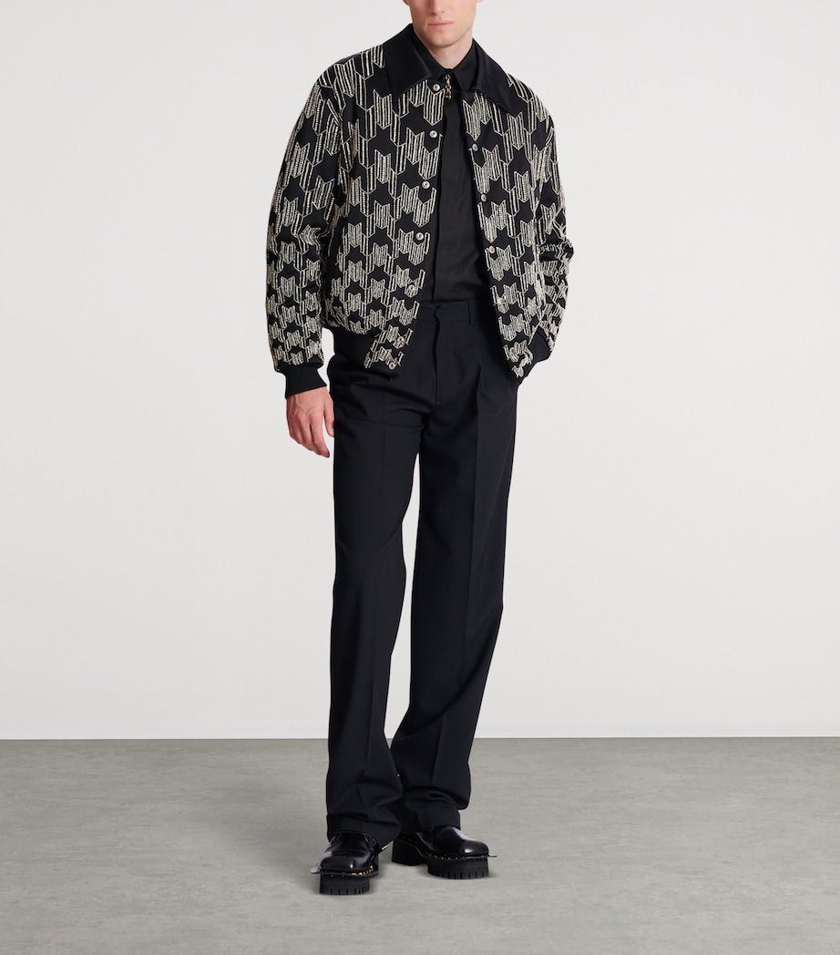 Satin Houndstooth Bomber Jacket EAW NOIR/CRISTAL Image 3