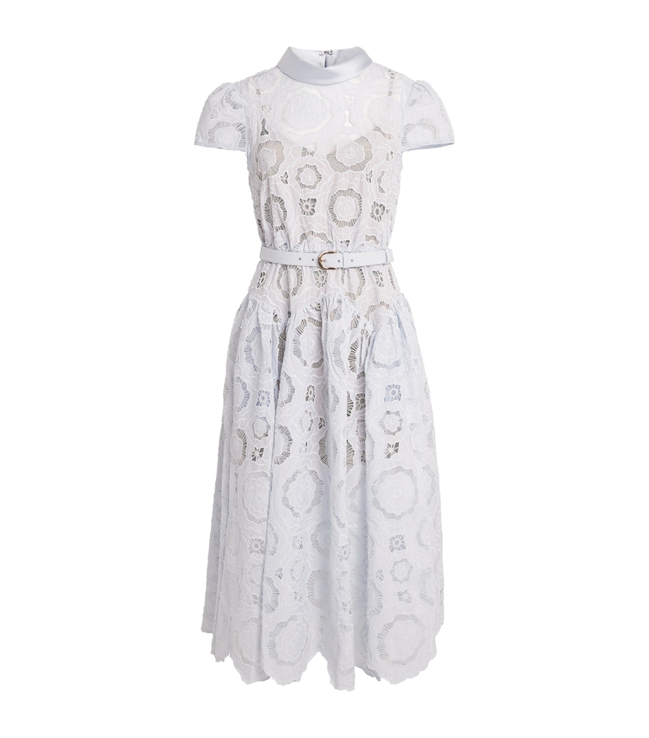 Lace Floral Midi Dress BLUE Image 1