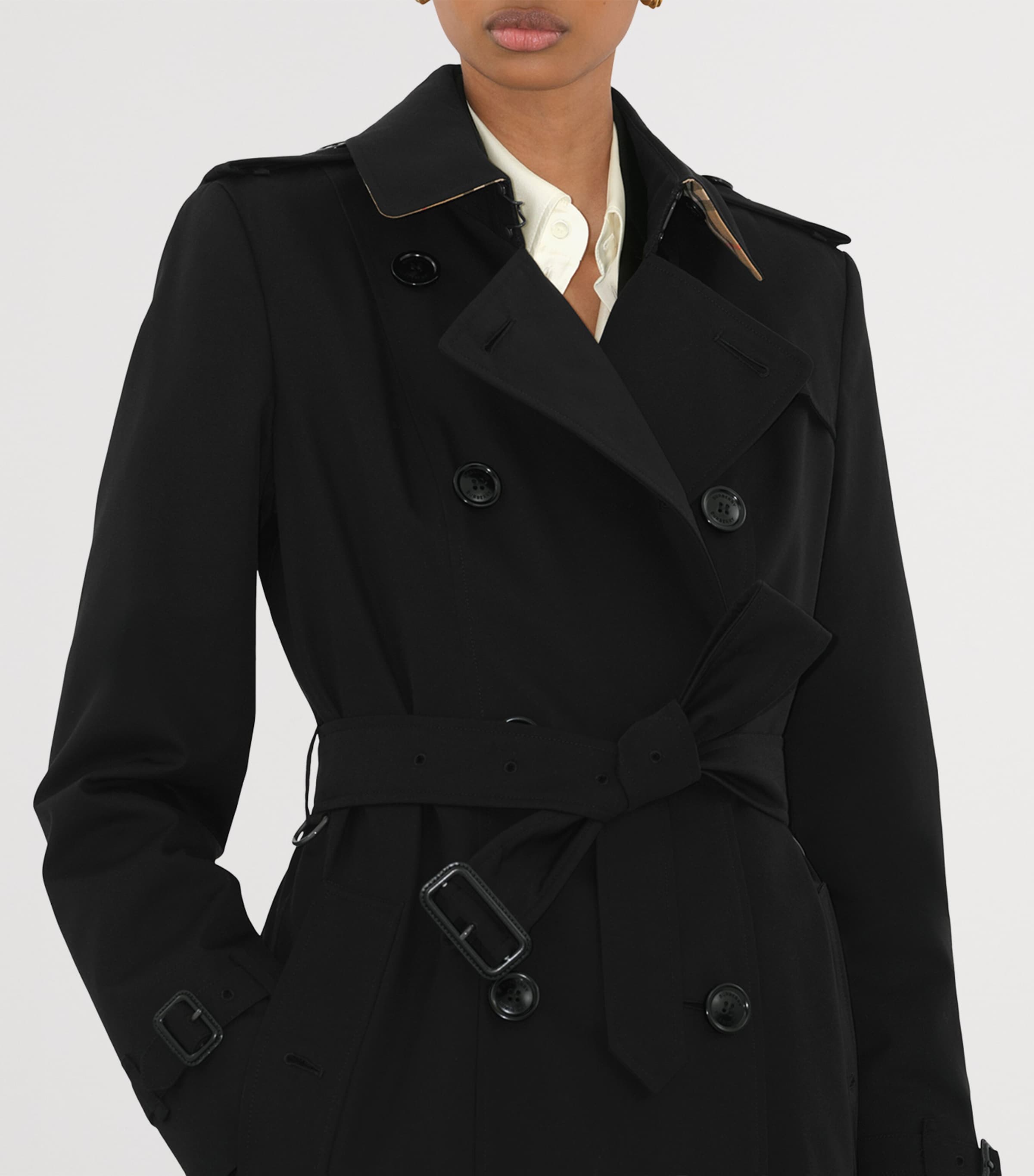 Cotton Mid-Length Chelsea Trench Coat BLACK Image 5