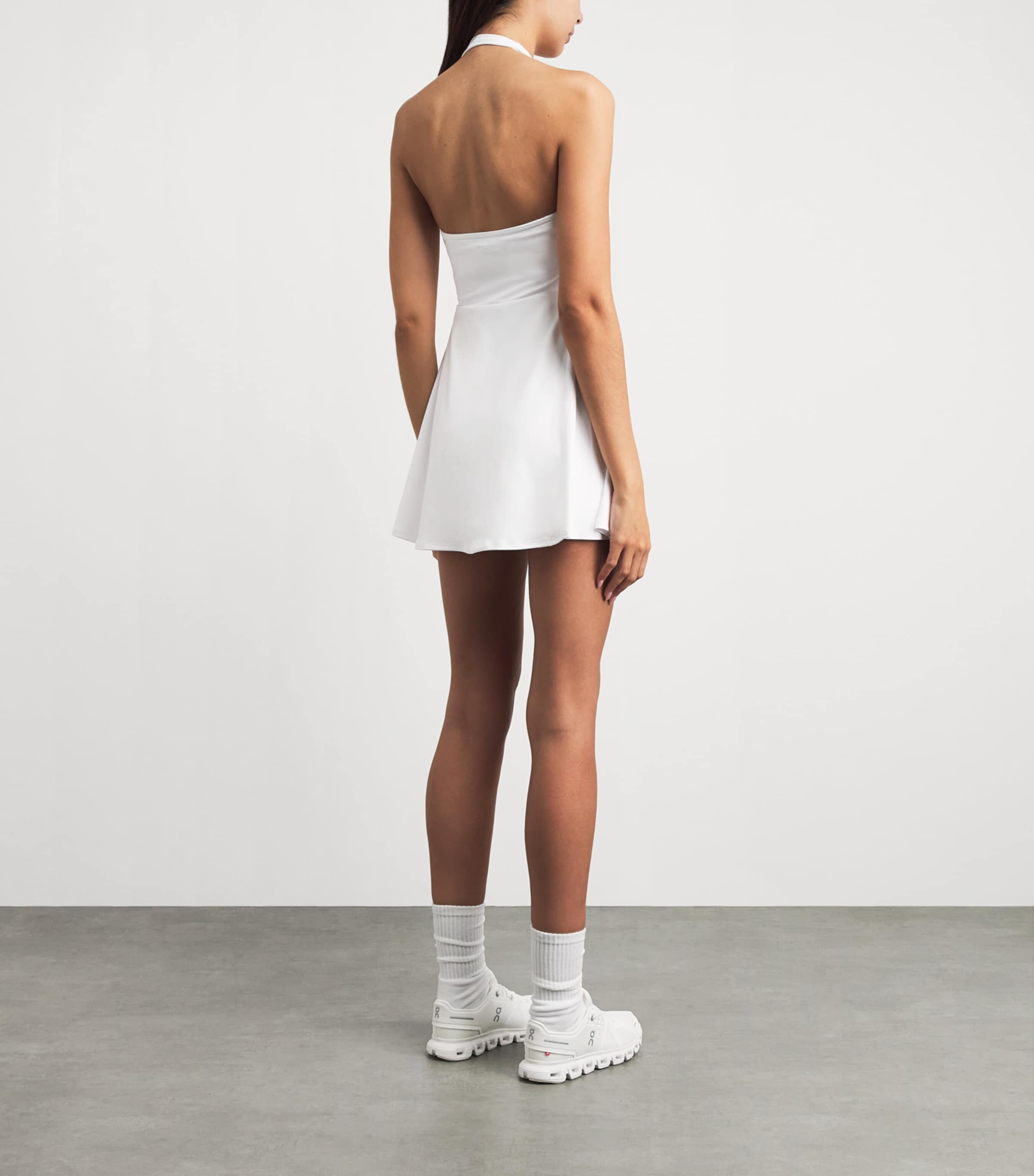 VUORI Womens Halterneck Tiebreak Mini Dress White Image 4