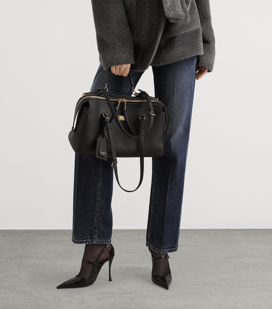 Dolce&Gabbana Calfskin Vittoria Top-Handle Bag Black Image 2