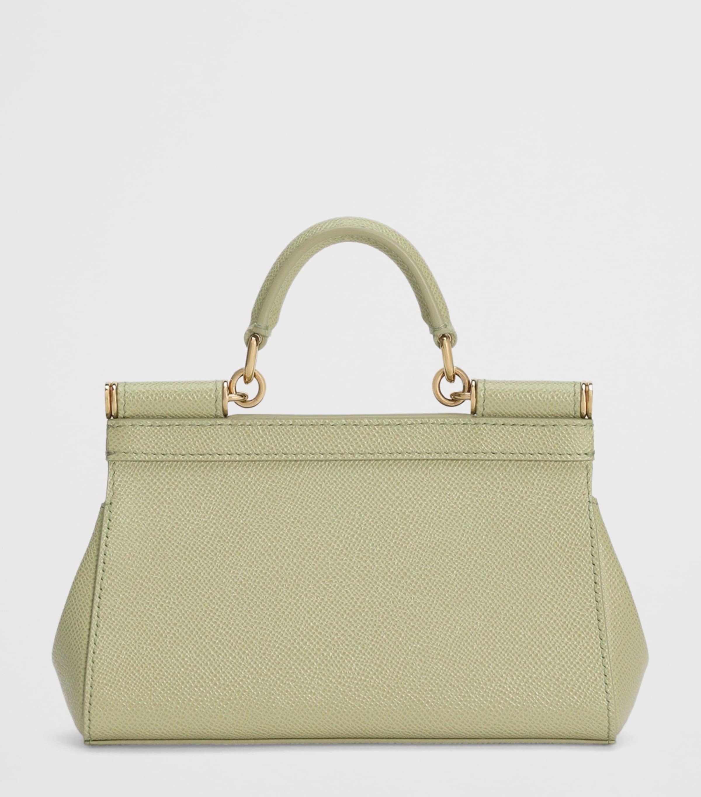 Small Leather Sicily Top-Handle Bag 80527-SAGE GREE Image 3