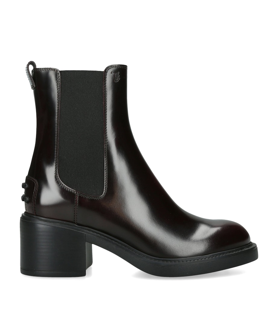 Tod's Calfskin Chelsea Boots 55 Wine Image 1