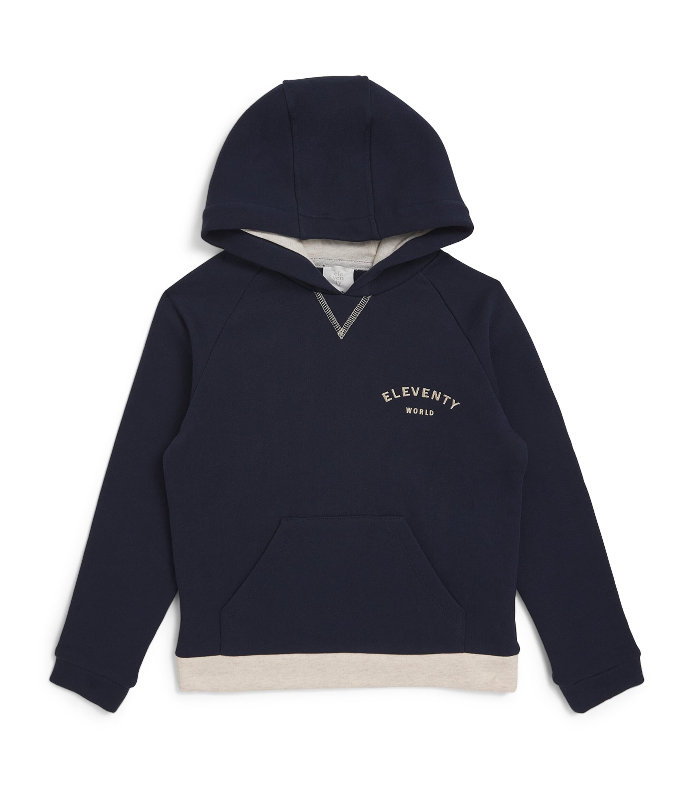 Shop Eleventy Cotton Logo Hoodie In Blue