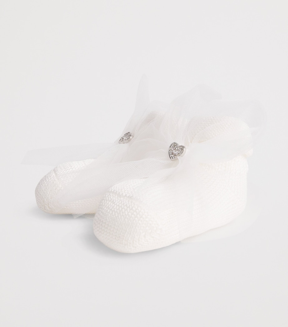 Monnalisa Bow-Detail Socks (0-9 Months) Cream Image 2