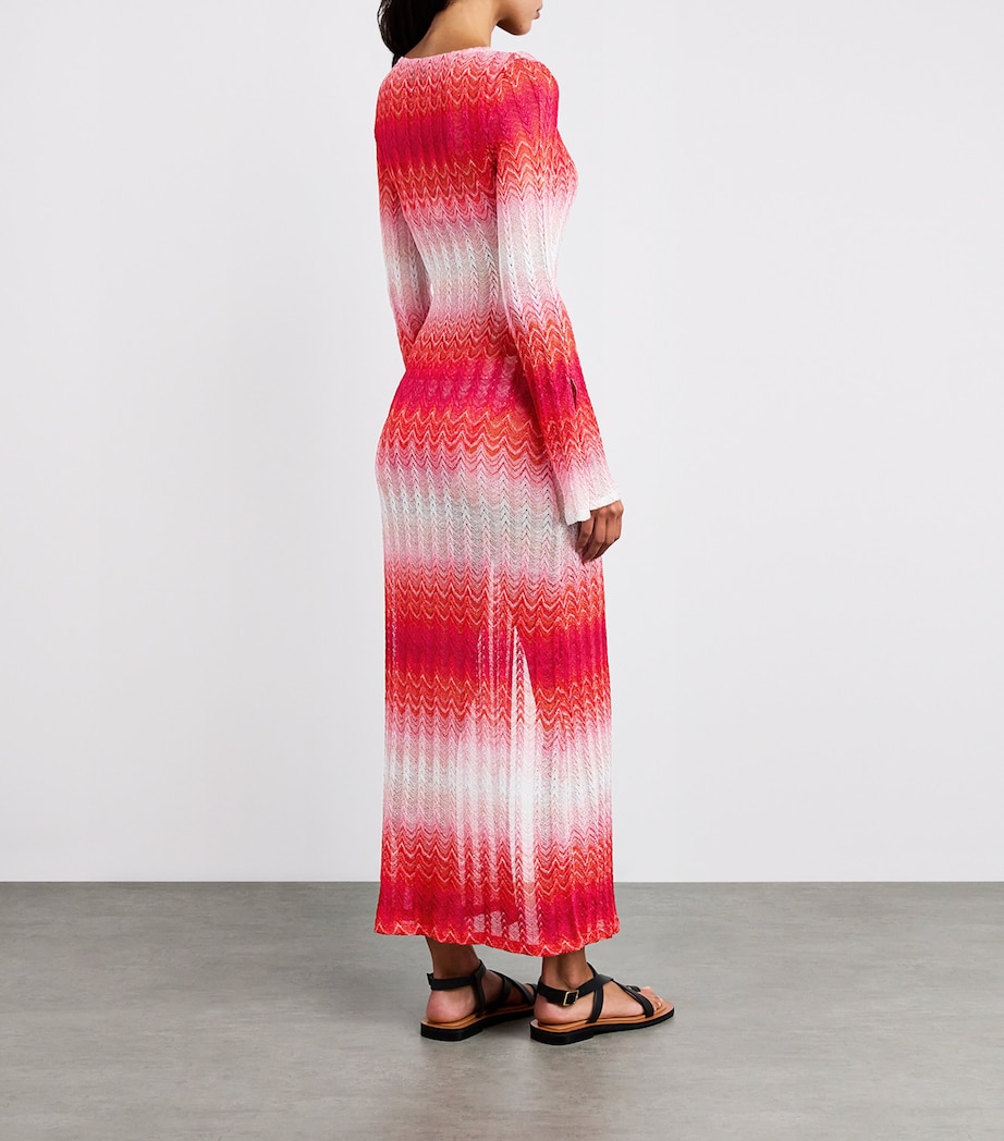 Ombré Keyhole-Detail Maxi Dress S416Z MULTI RED Image 3
