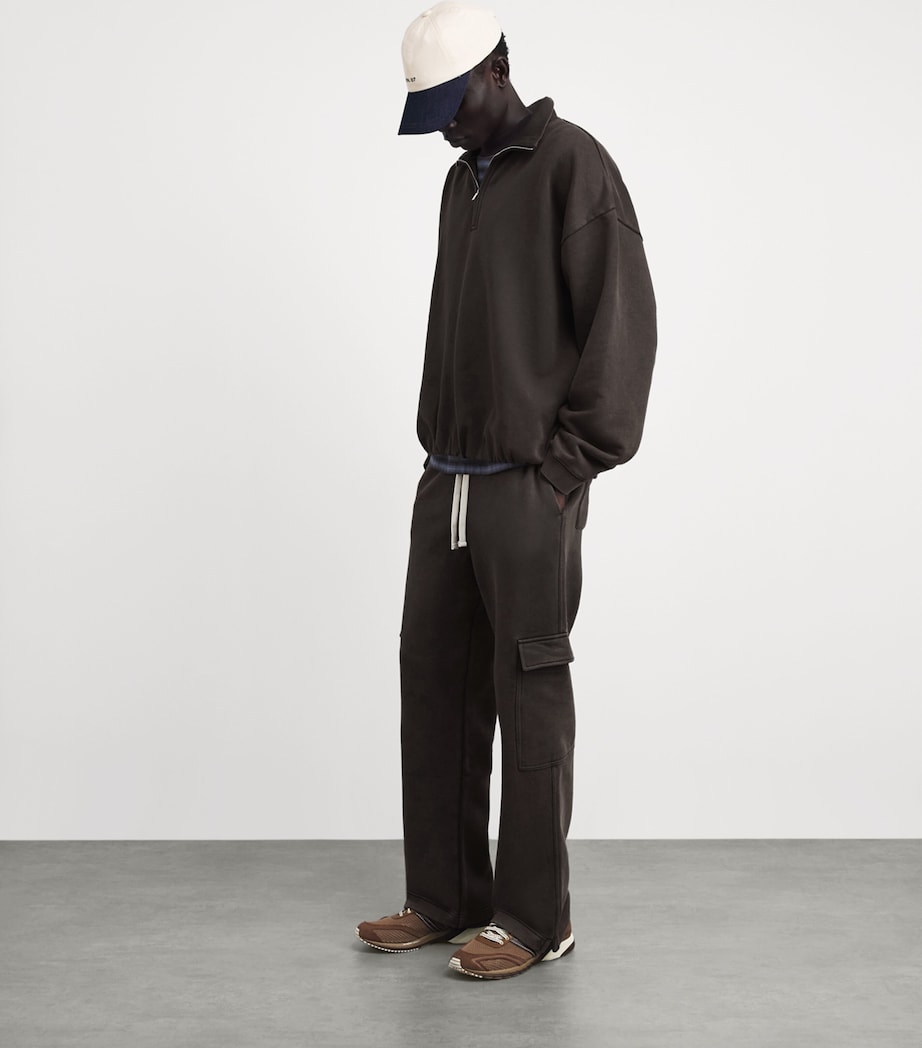 Represent Mens Cotton Initial Quarter-Zip Sweatshirt Coffee Image 2