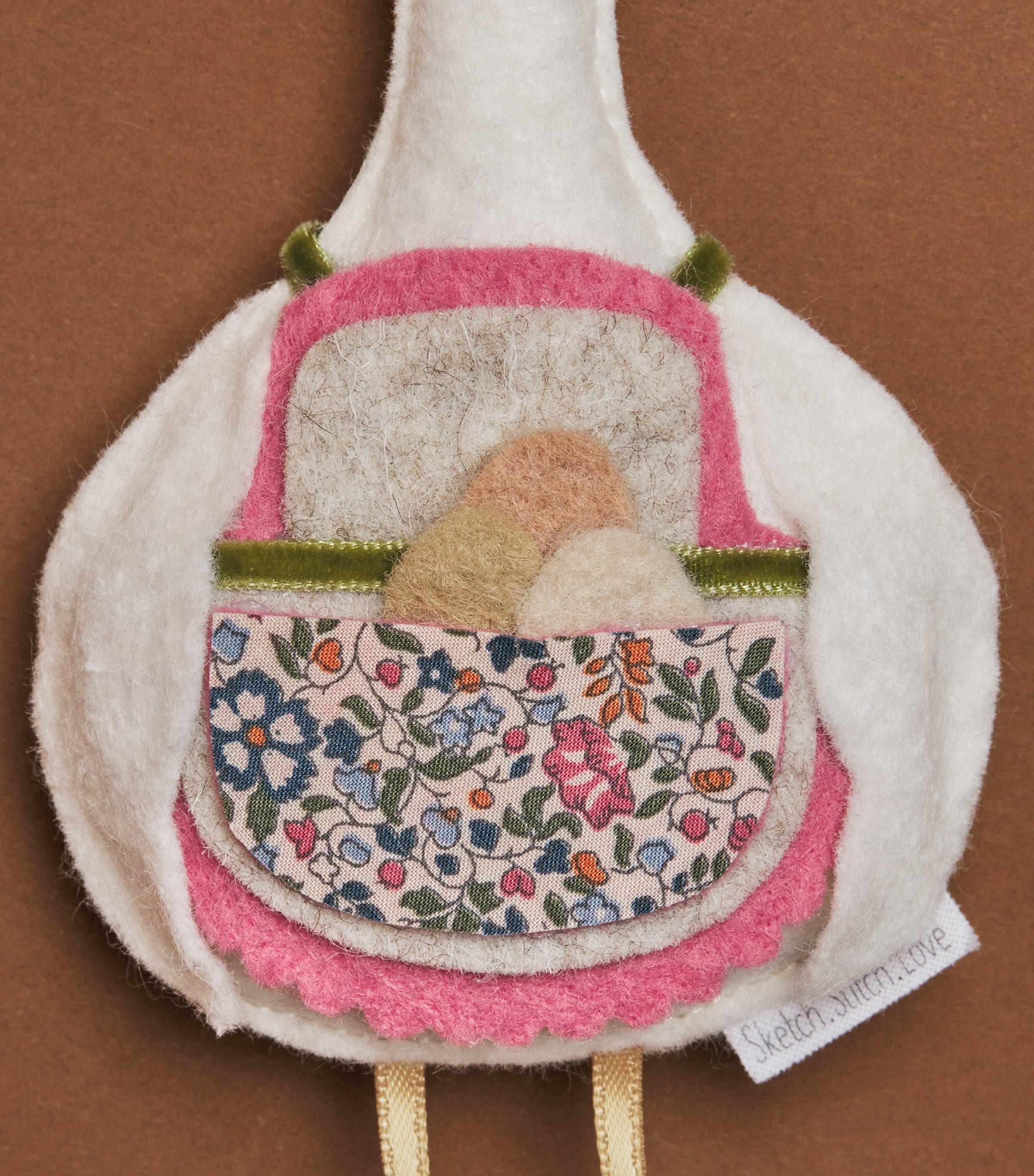SKETCH.STITCH.LOVE Felt Duck Tree Decoration Cream/multi Image 2