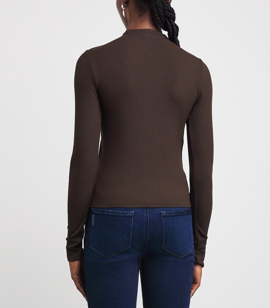 High-Neck Henrietta Top DARK CHOCOLATE Image 4
