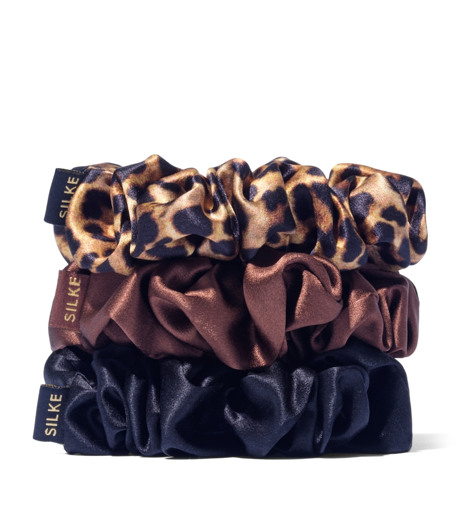 Mulberry Silk Hair Scrunchies (Set of 3) LEOPARD TONAL Image 2