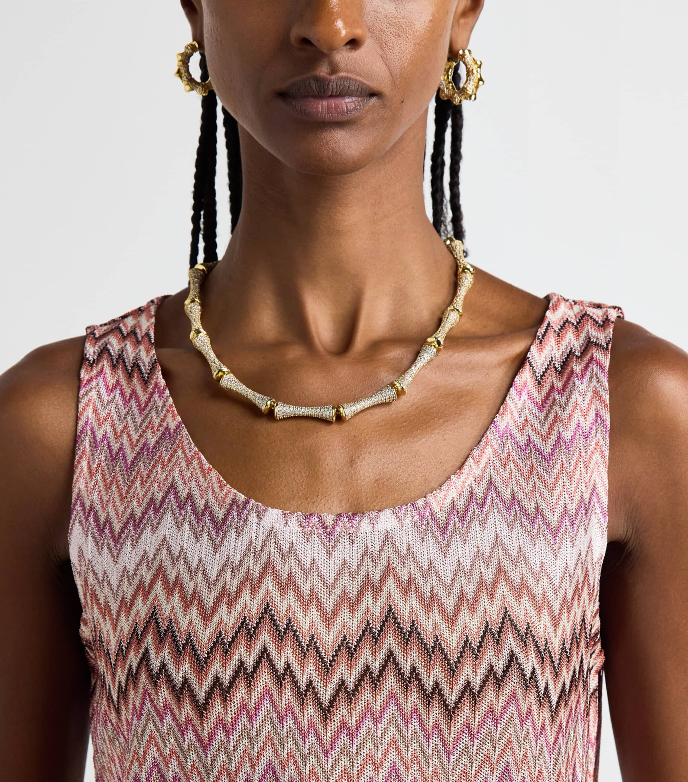 Missoni Womens Zigzag Cami Top Pink White Image 3