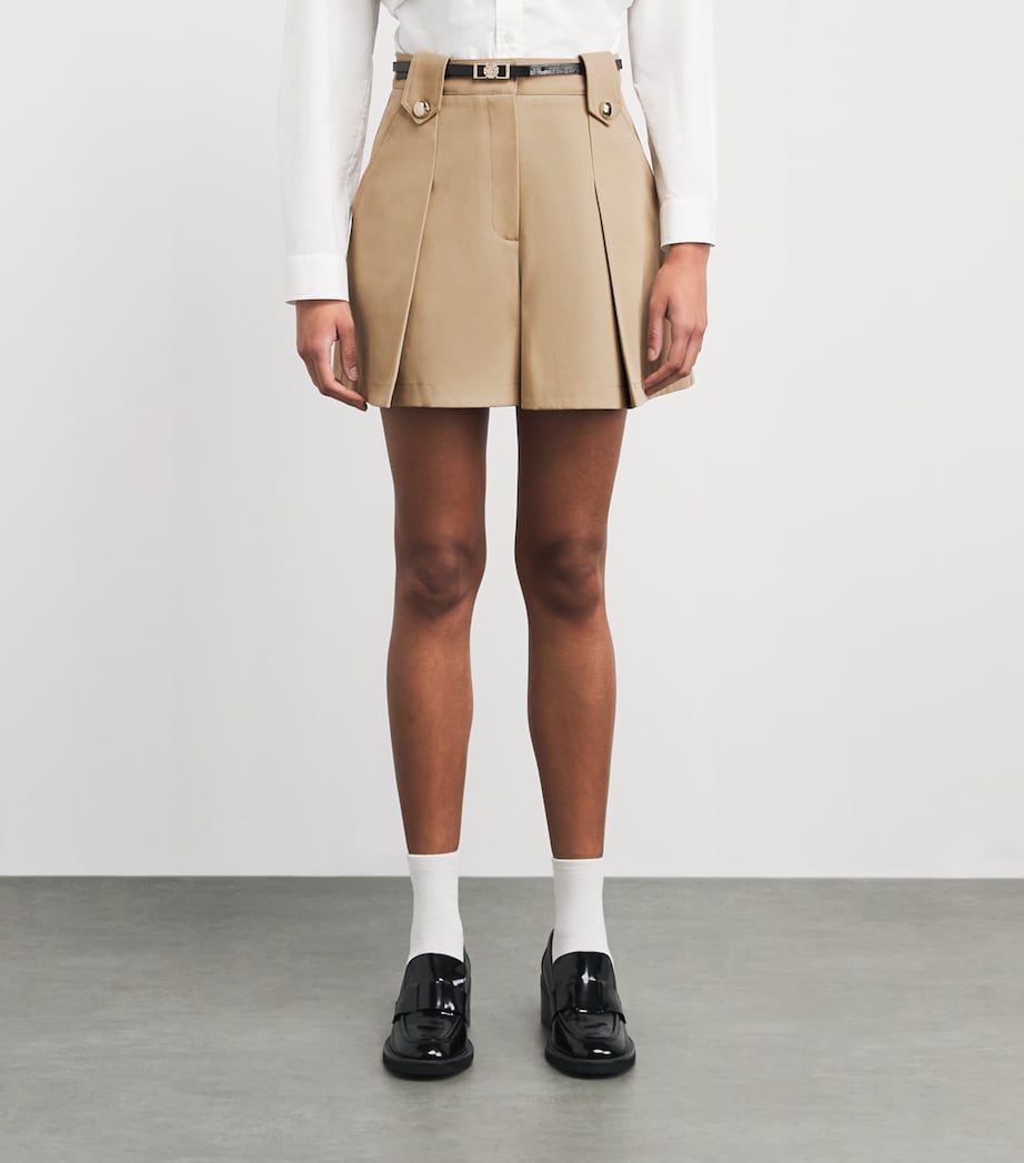 Maje Womens Cotton Pleated Shorts Mastic Beige Image 4