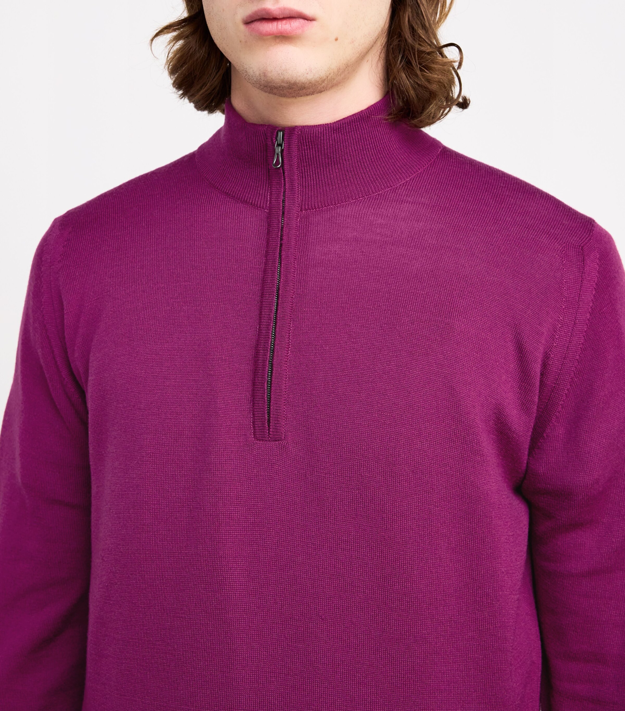 John Smedley Mens Wool Tapton Quarter-Zip Sweater Bramble Image 6