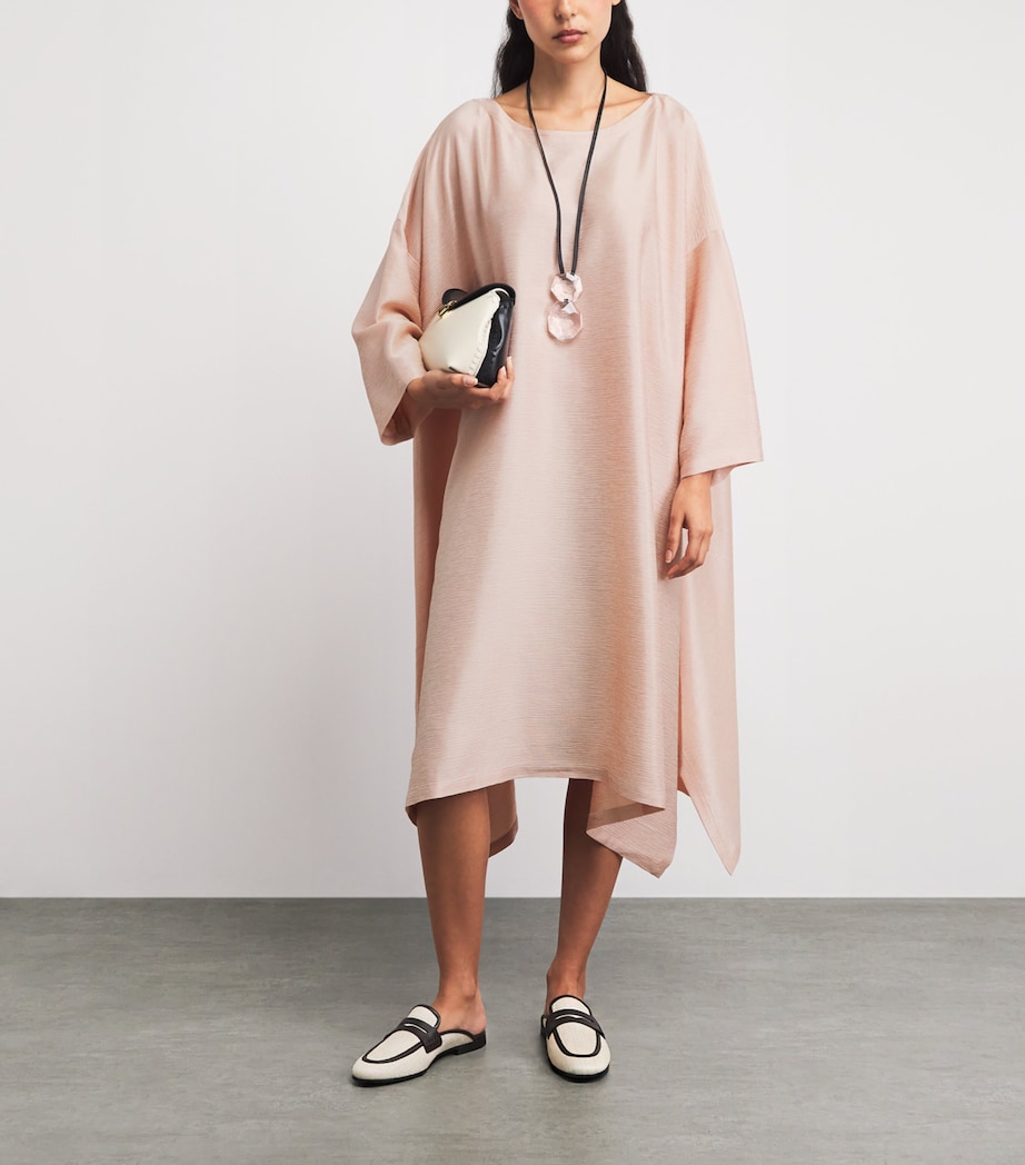 Eskandar Womens Silk Plissé Midi Dress Rosepowder Image 2