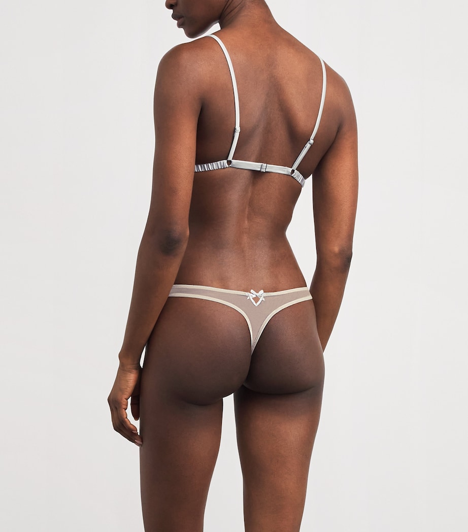 Fleur Du Mal Womens Embroidered Lily Triangle Bra Platinum Image 3