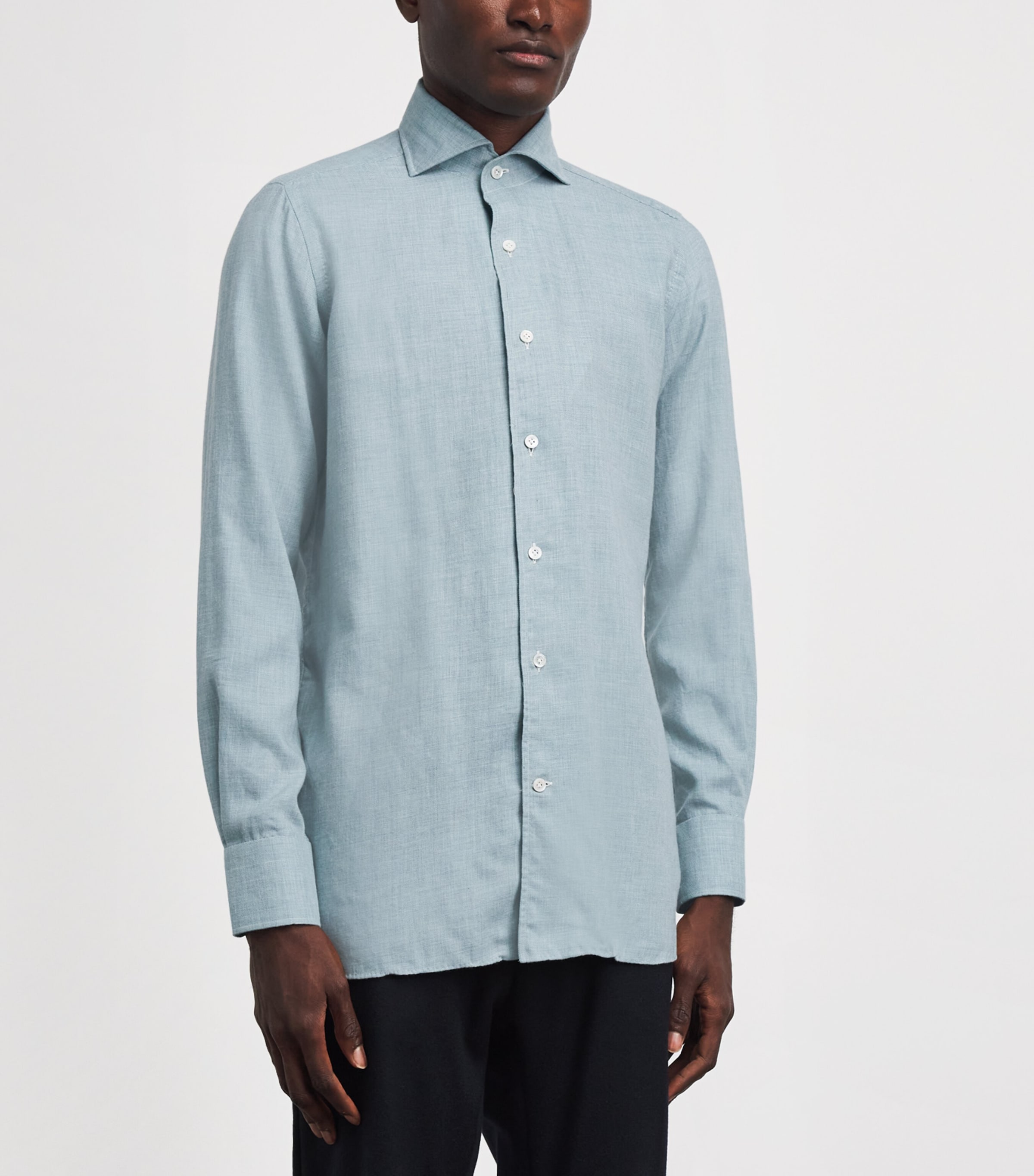 100HANDS Mens Cotton Flannel Shirt Ocean Grey Image 4