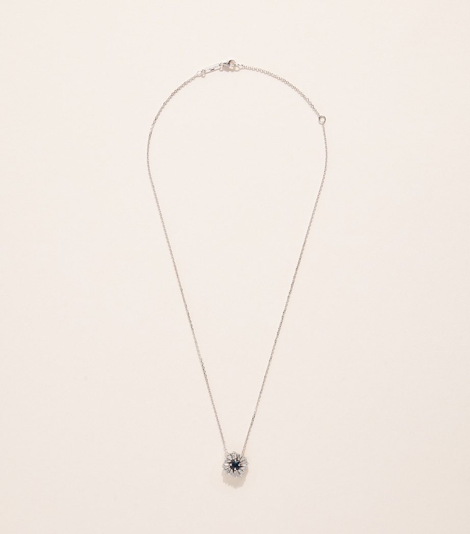 Suzanne Kalan White Gold Diamond and Sapphire Princess Flower Necklace Wg/db Image 3