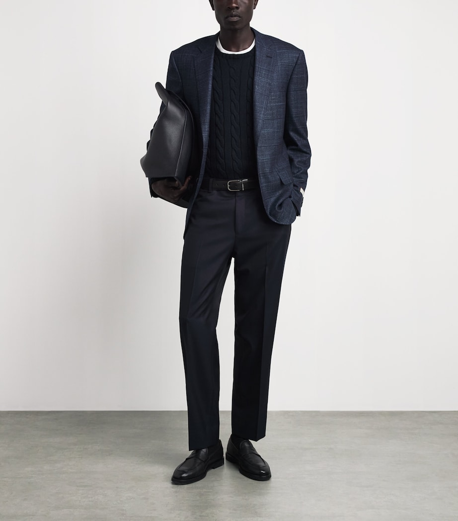 Canali Mens Wool-Cashmere-Silk Blazer Navy Image 2