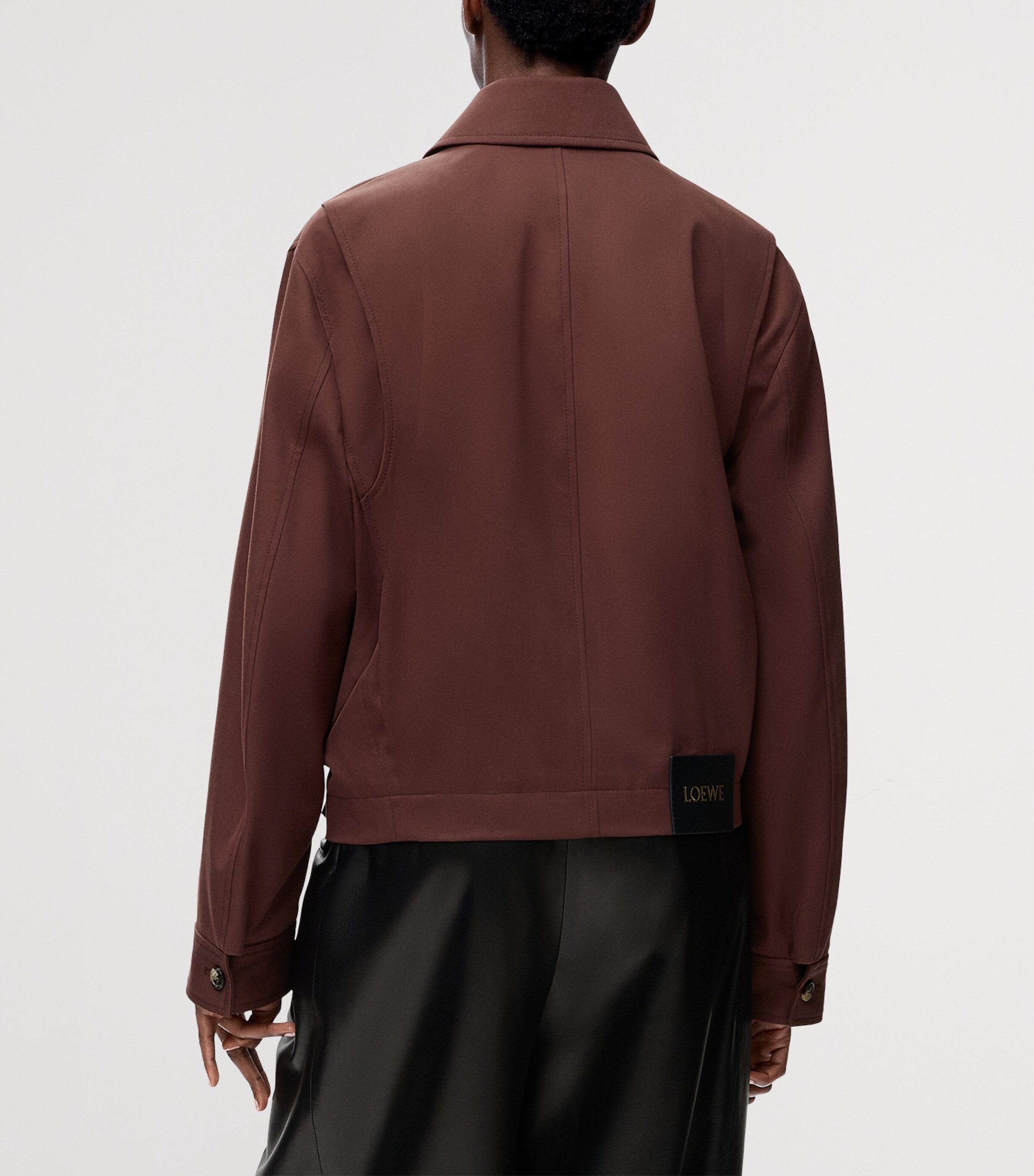LOEWE Womens Cotton-Silk Buckled Shirt Jacket Coffee Image 4