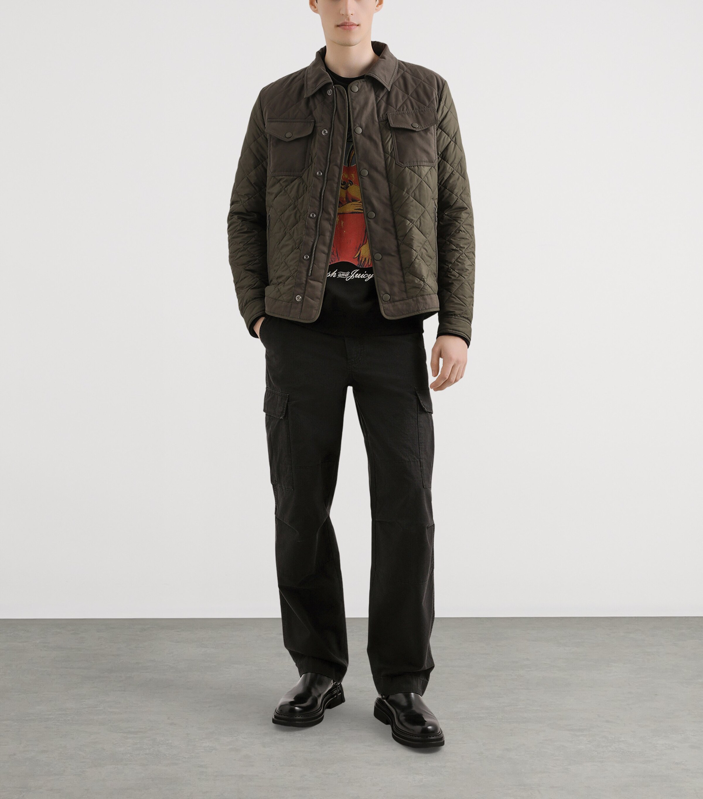 Cotton Apple Graphic Sweatshirt N0000-BLACK Image 3