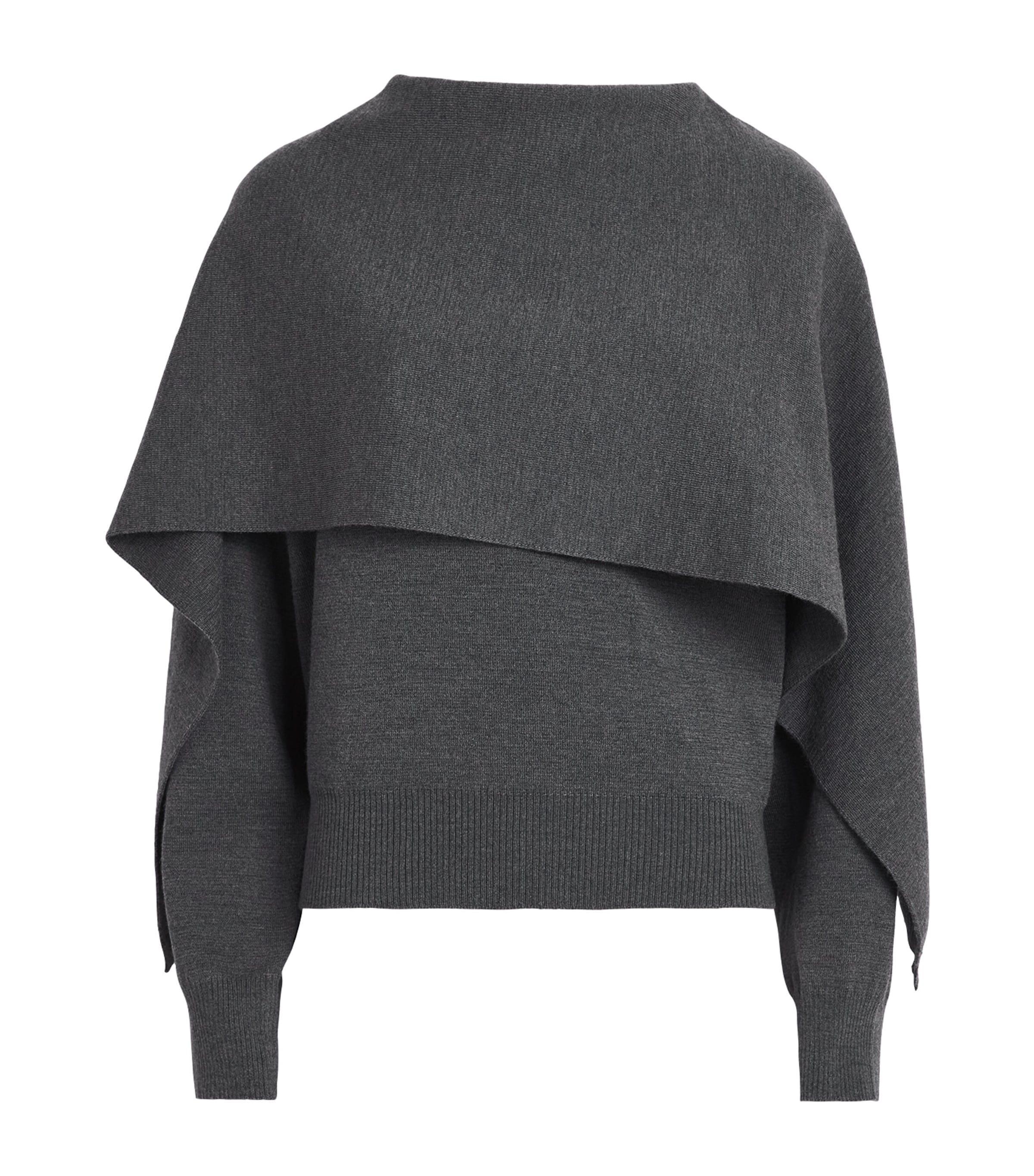 Róhe Womens Wool Cape Sweater Drk Grey Melange Image 1