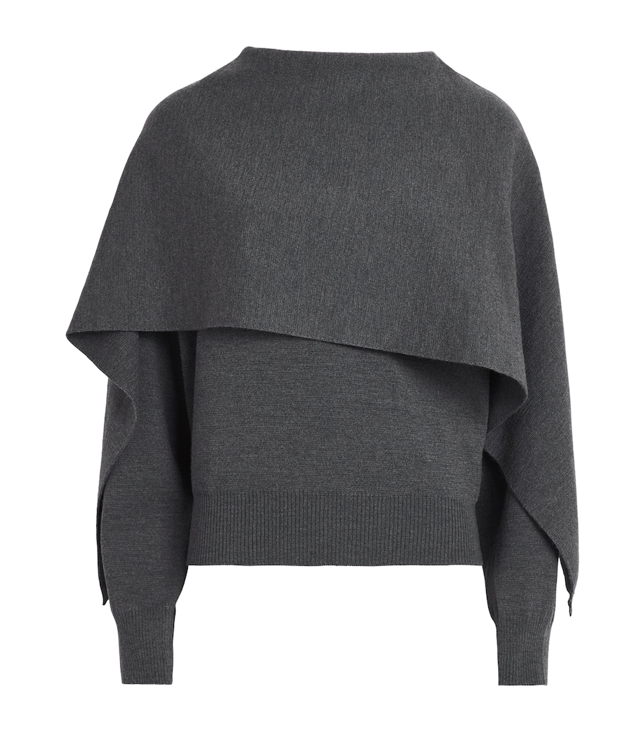 Róhe Womens Wool Cape Sweater Drk Grey Melange Image 1