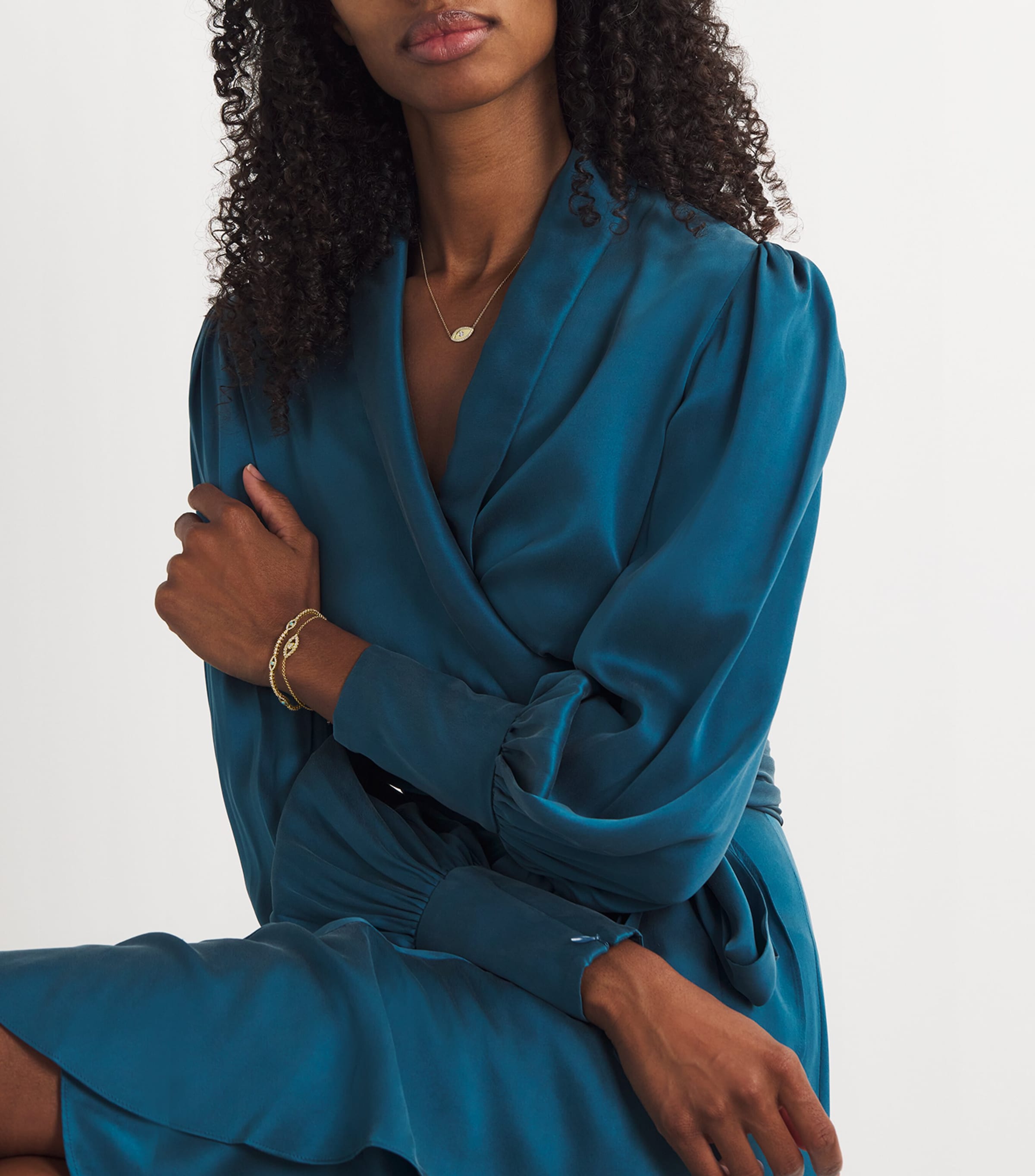 Small Yellow Gold and Diamond Edith Evil Eye Tennis Bracelet YELLOW GOLD Image 5