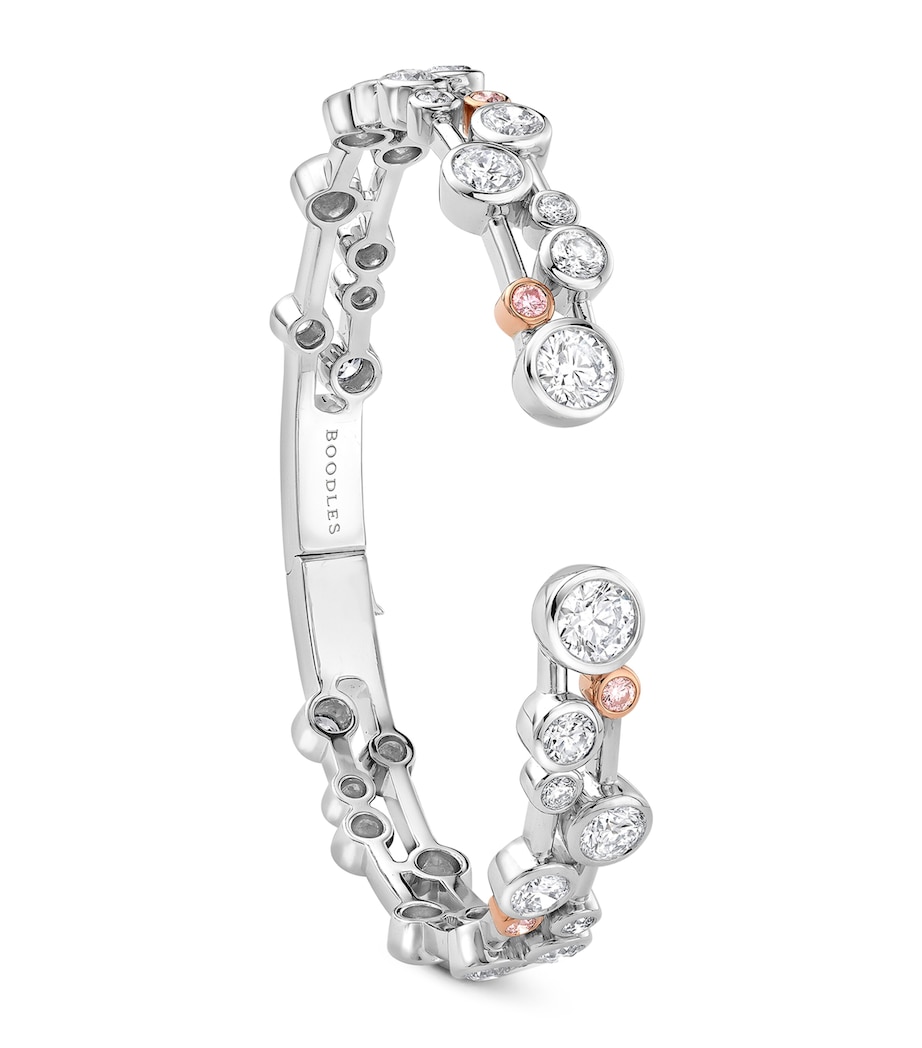 Boodles Platinum, Rose Gold, White Diamond and Pink Diamond Raindance 25 Bangle Platinum Image 1