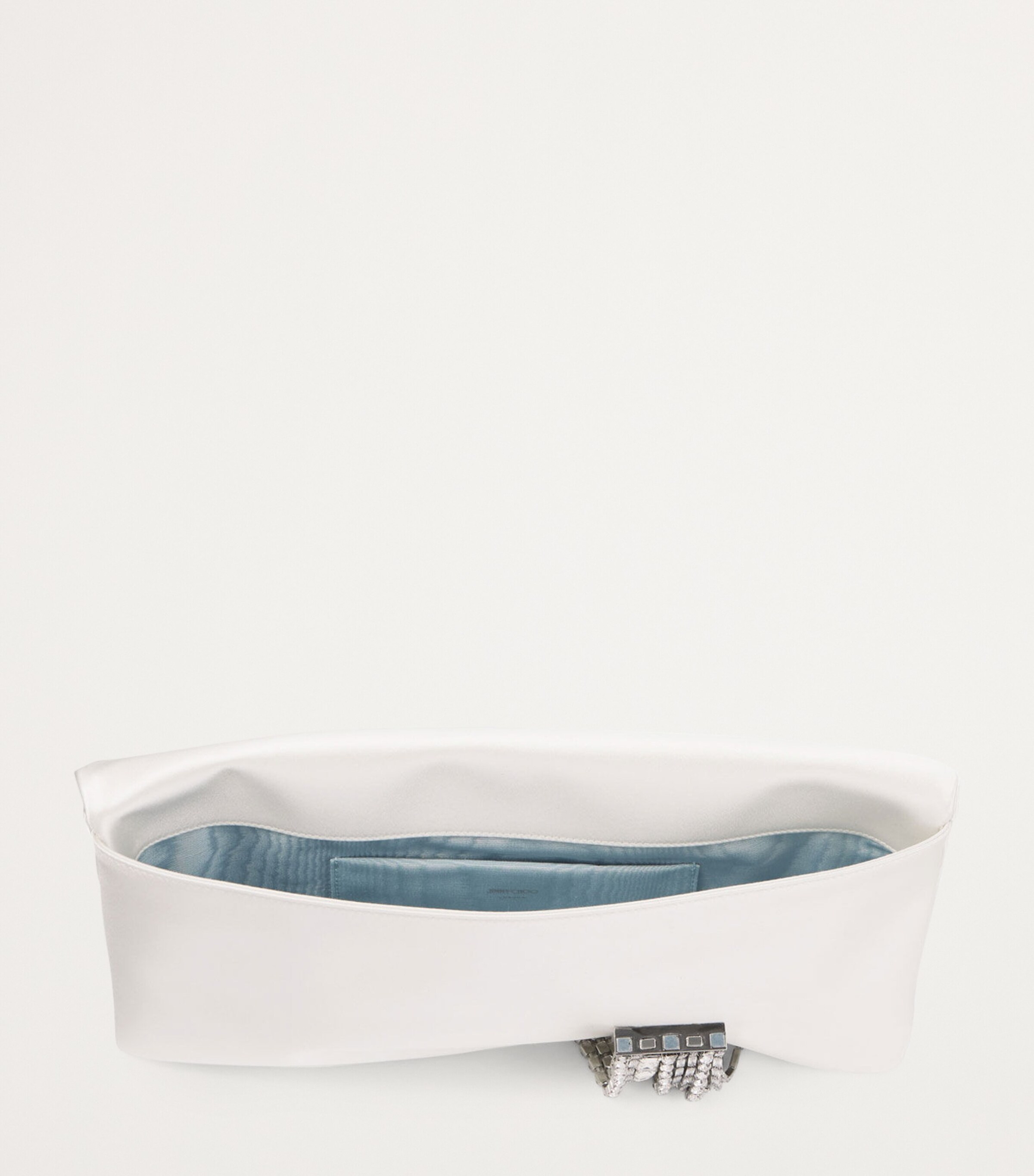 Zandra Satin Clutch Bag IVORY/SILVER Image 4