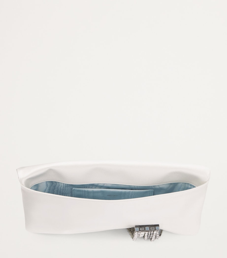 Zandra Satin Clutch Bag IVORY/SILVER Image 4