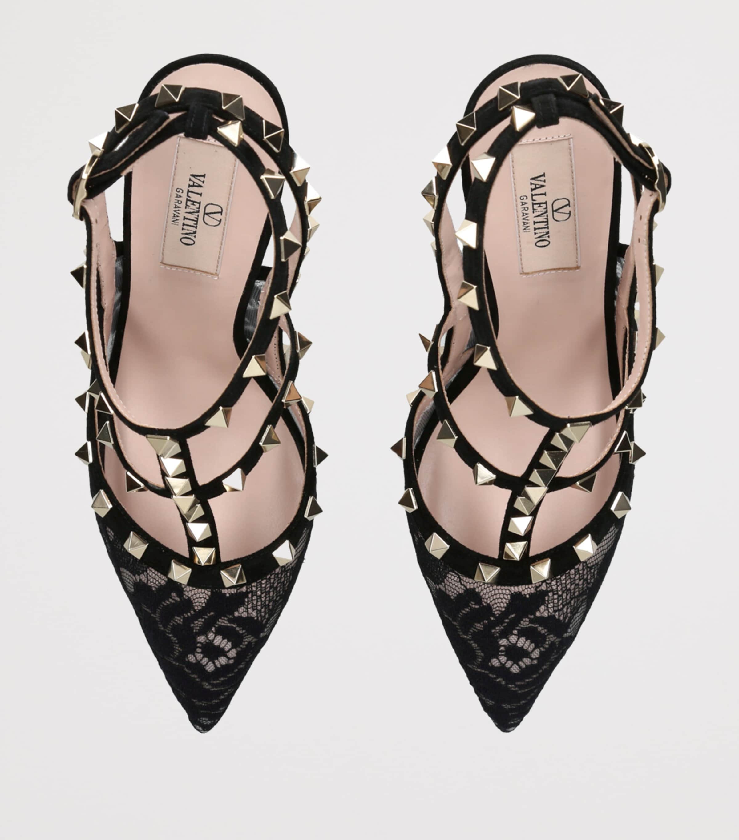 Lace Rockstud Pumps 100 BLACK Image 4