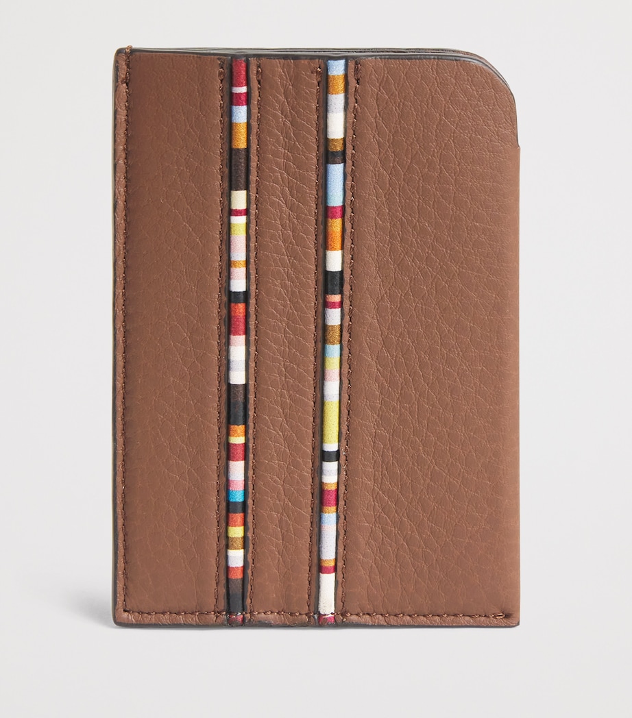 Leather Signature Stripe Card Holder 62_TAN Image 2