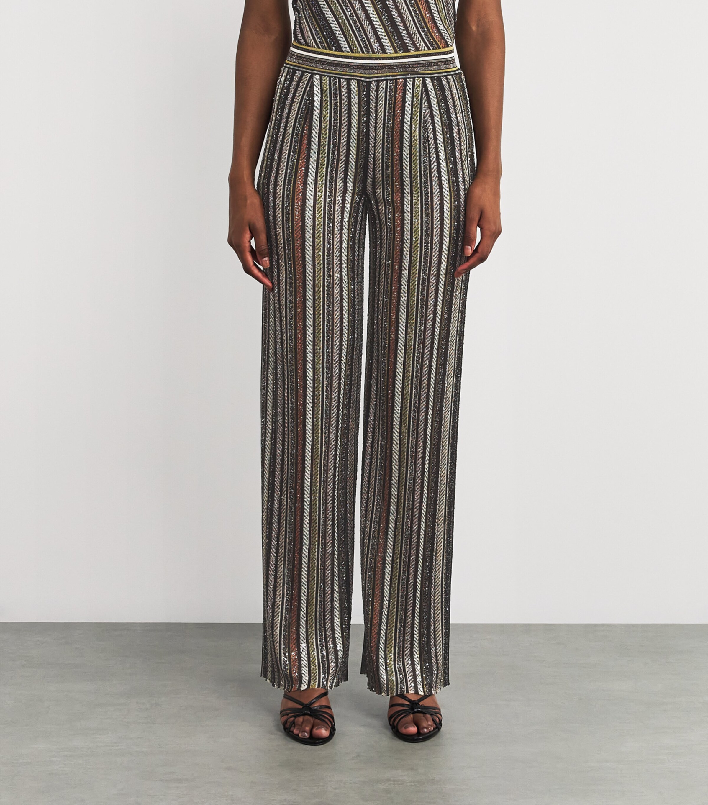 Knitted Stripe Wide-Leg Trousers SM9T5 MULTI NATURALS Image 3