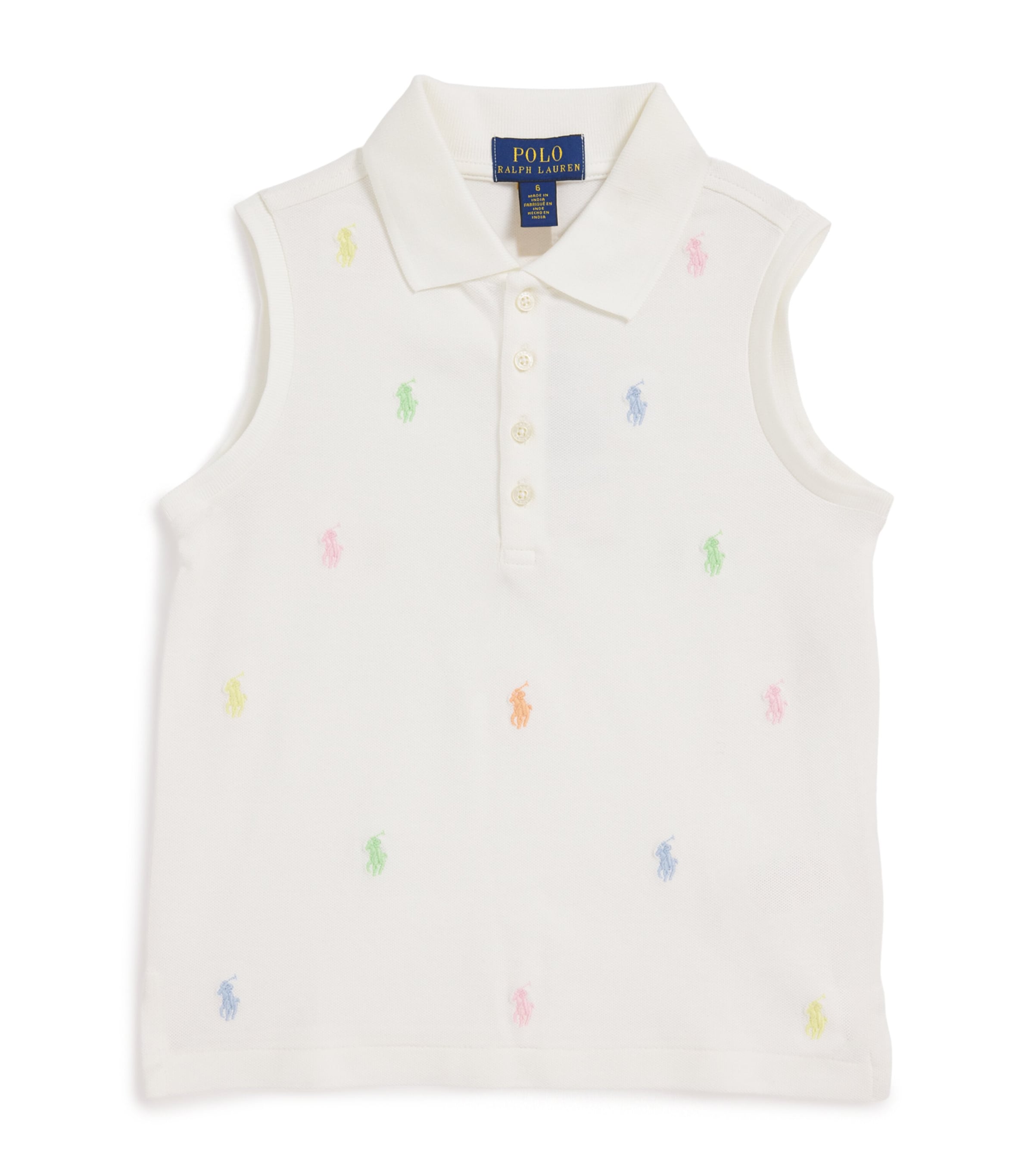 Shop Ralph Lauren Polo Pony Sleeveless Polo Shirt In White