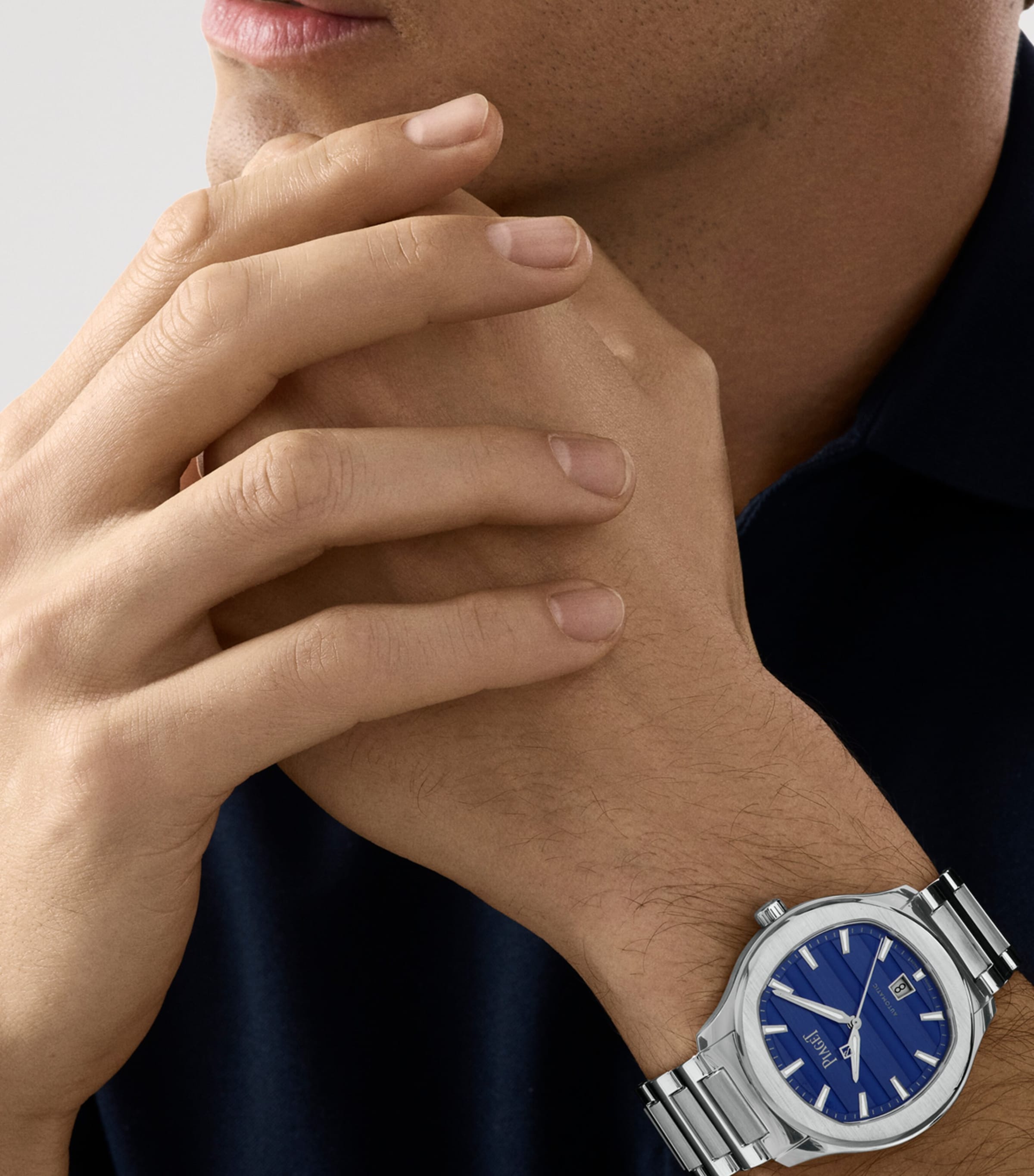 Piaget Stainless Steel Polo Signature Date Watch 42mm Silver Image 2