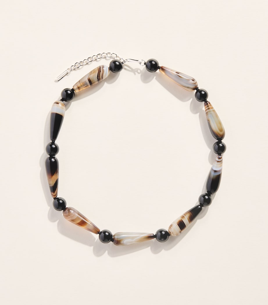 Completedworks Silver and Banded Agate Beaded Necklace Silver Plated Image 1