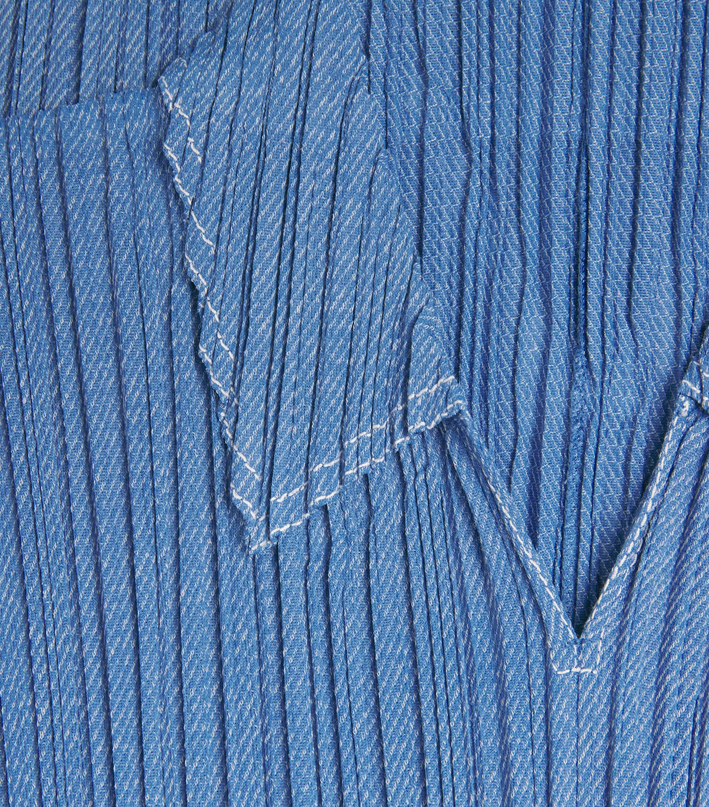 Pleats Please Issey Miyake Blue Cotton Denim Collared Top | Harrods US