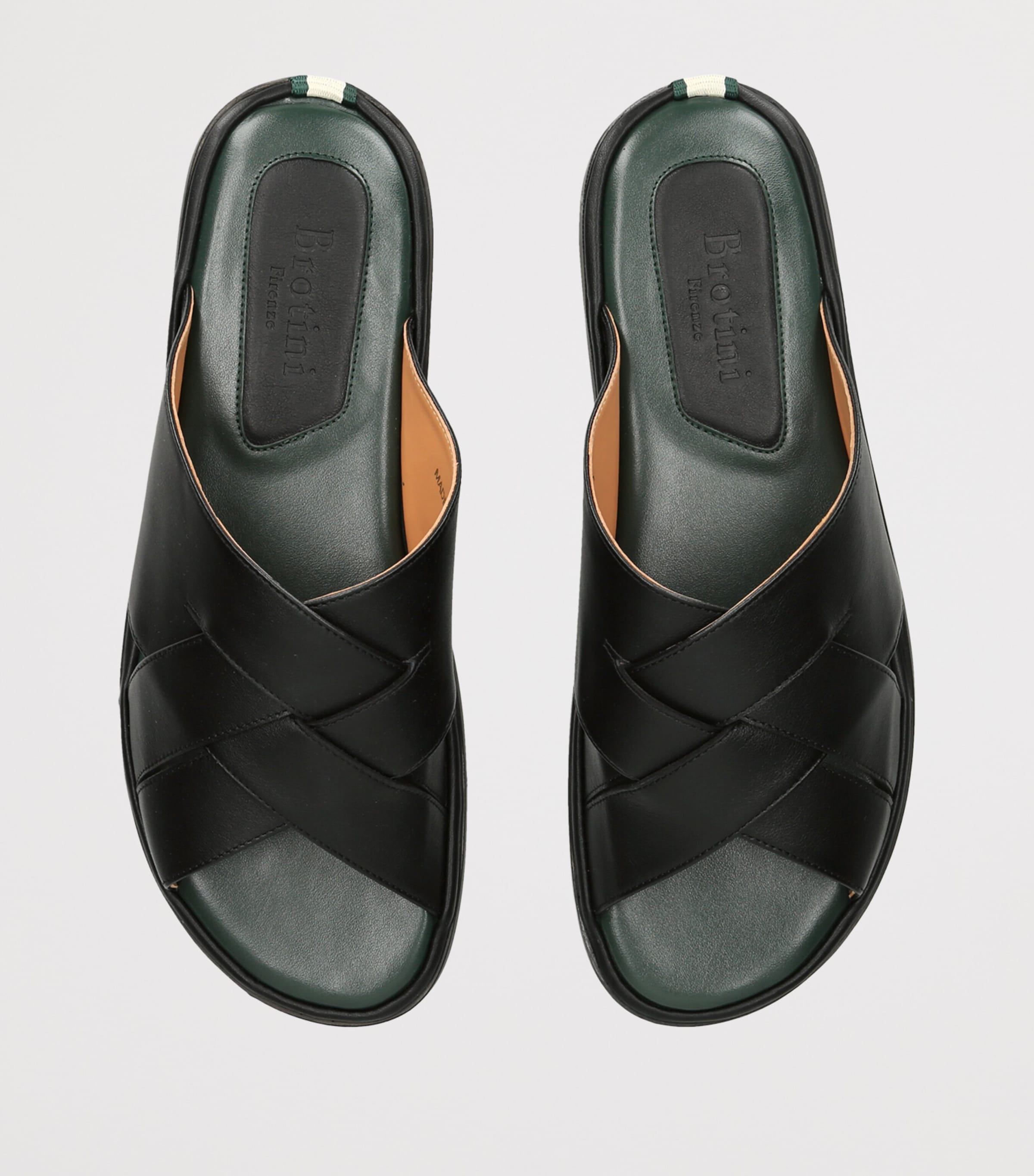Brotini Leather Cross-Strap Sandals Black Image 3