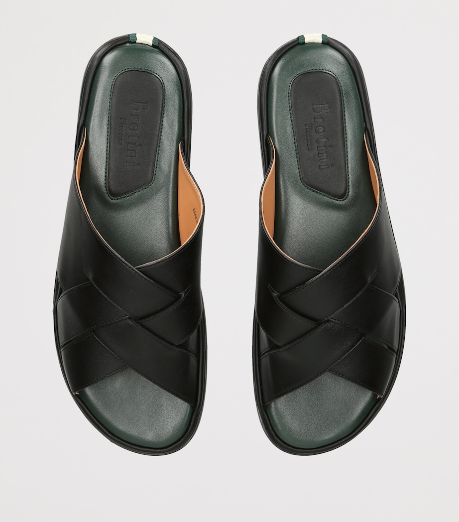 Brotini Leather Cross-Strap Sandals Black Image 3
